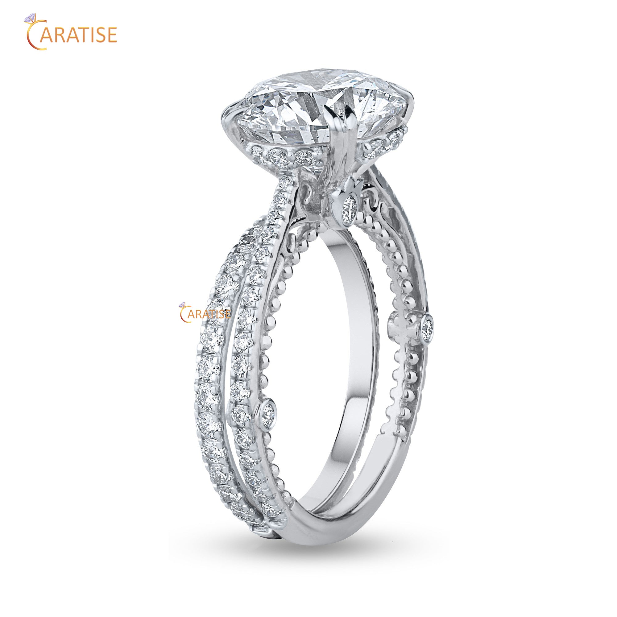 4.882 TDW Round Cut Diamond Women's Ring with Band 925 Silver