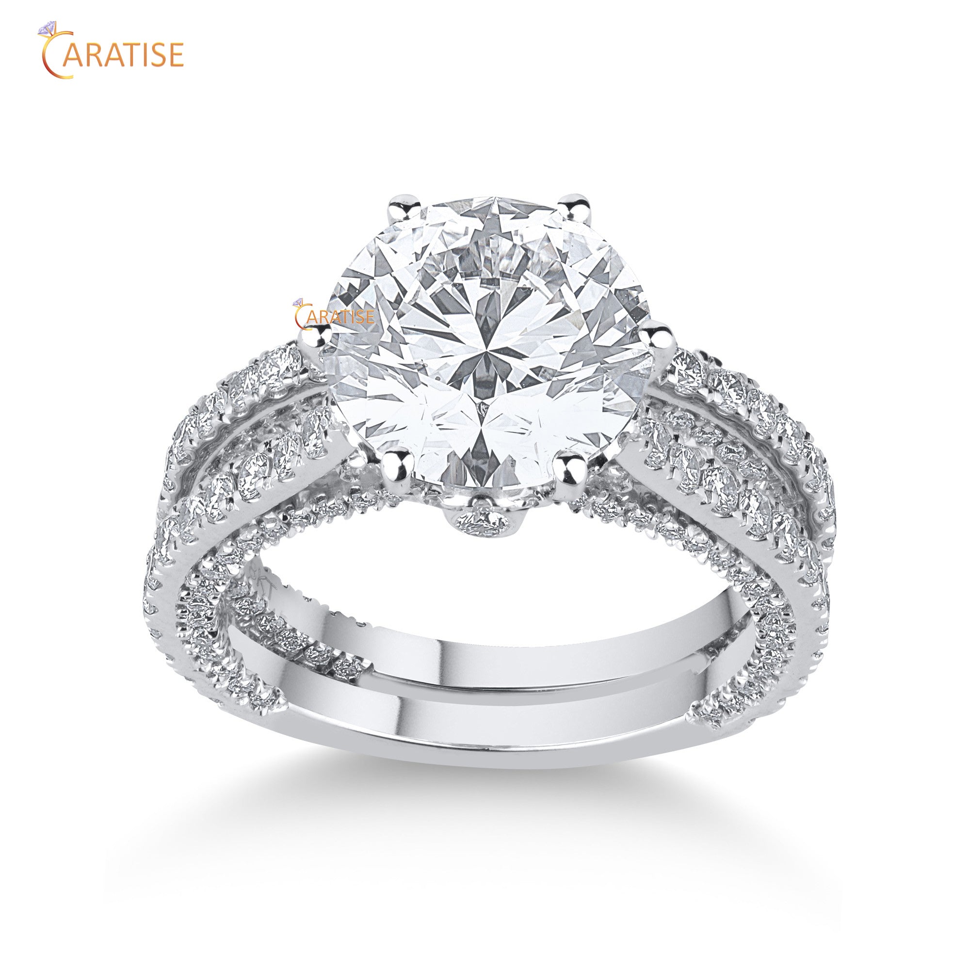 5.58 TDW Round Cut Diamond Women's Ring with Band 925 Silver