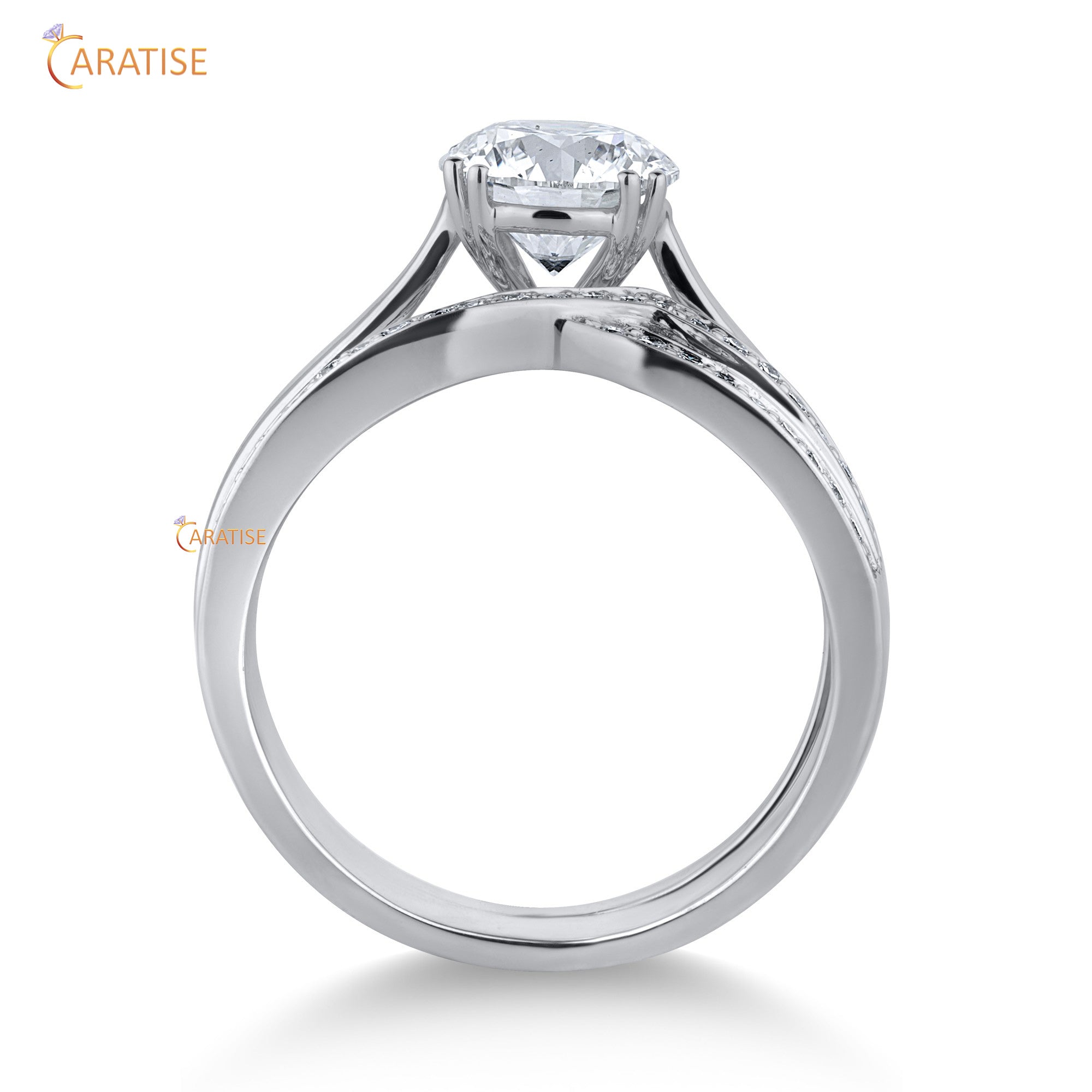 1.41 TDW Round Cut Moissanite Diamond Ring with Band 925 Silver