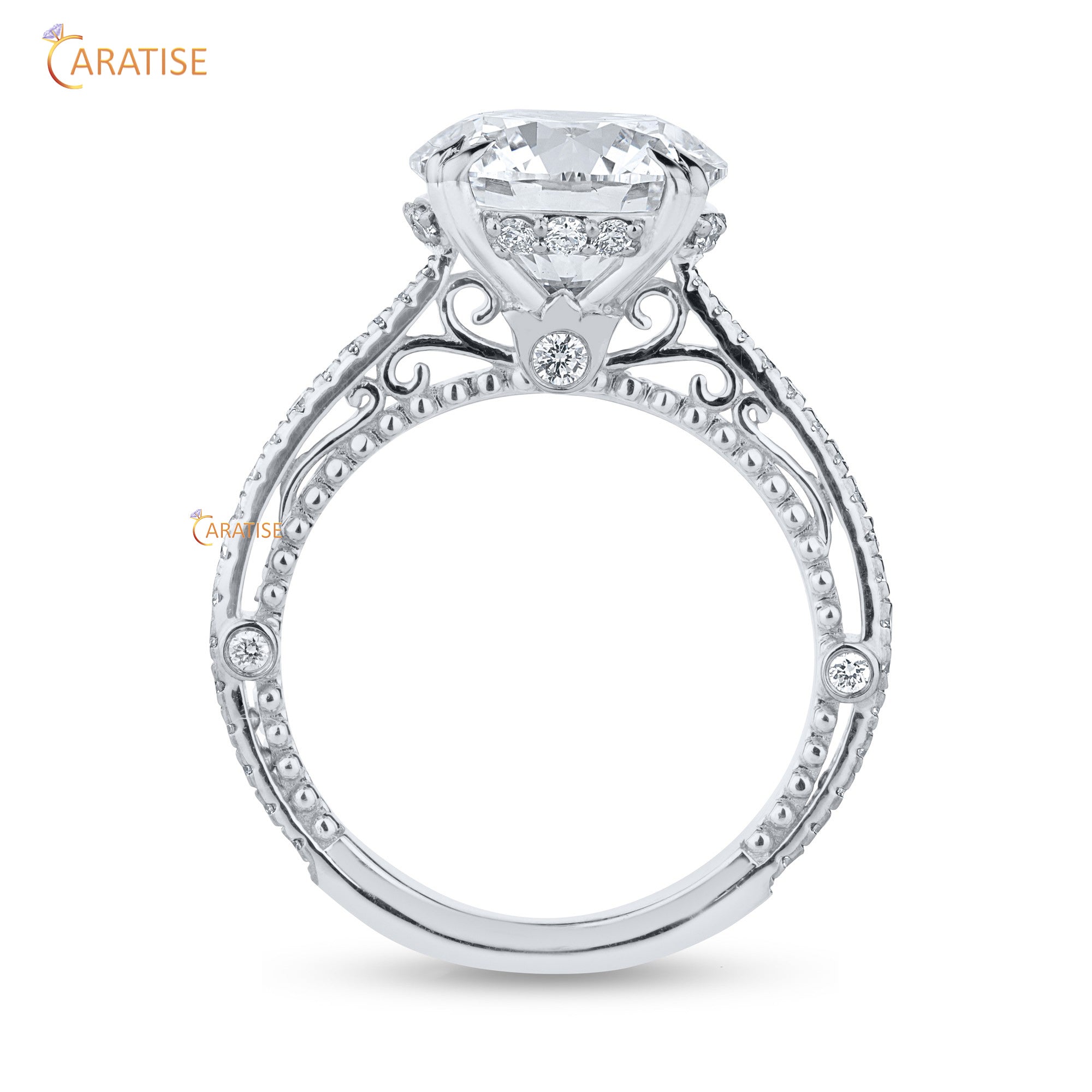 4.882 TDW Round Cut Diamond Women's Ring with Band 925 Silver