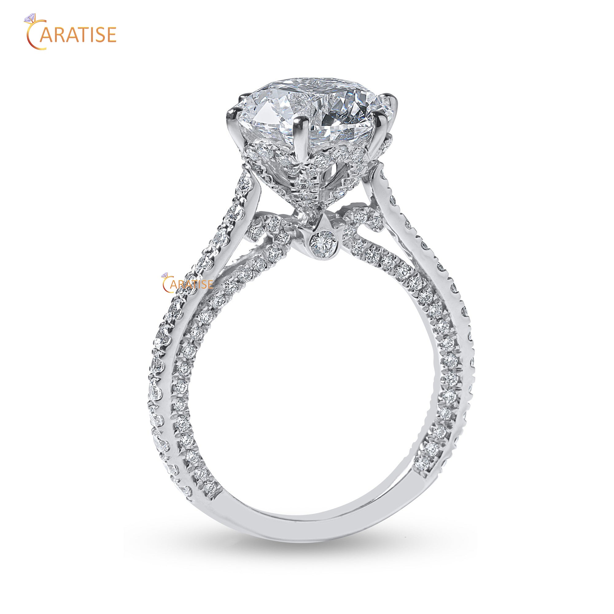 5.58 TDW Round Cut Diamond Women's Ring with Band 925 Silver