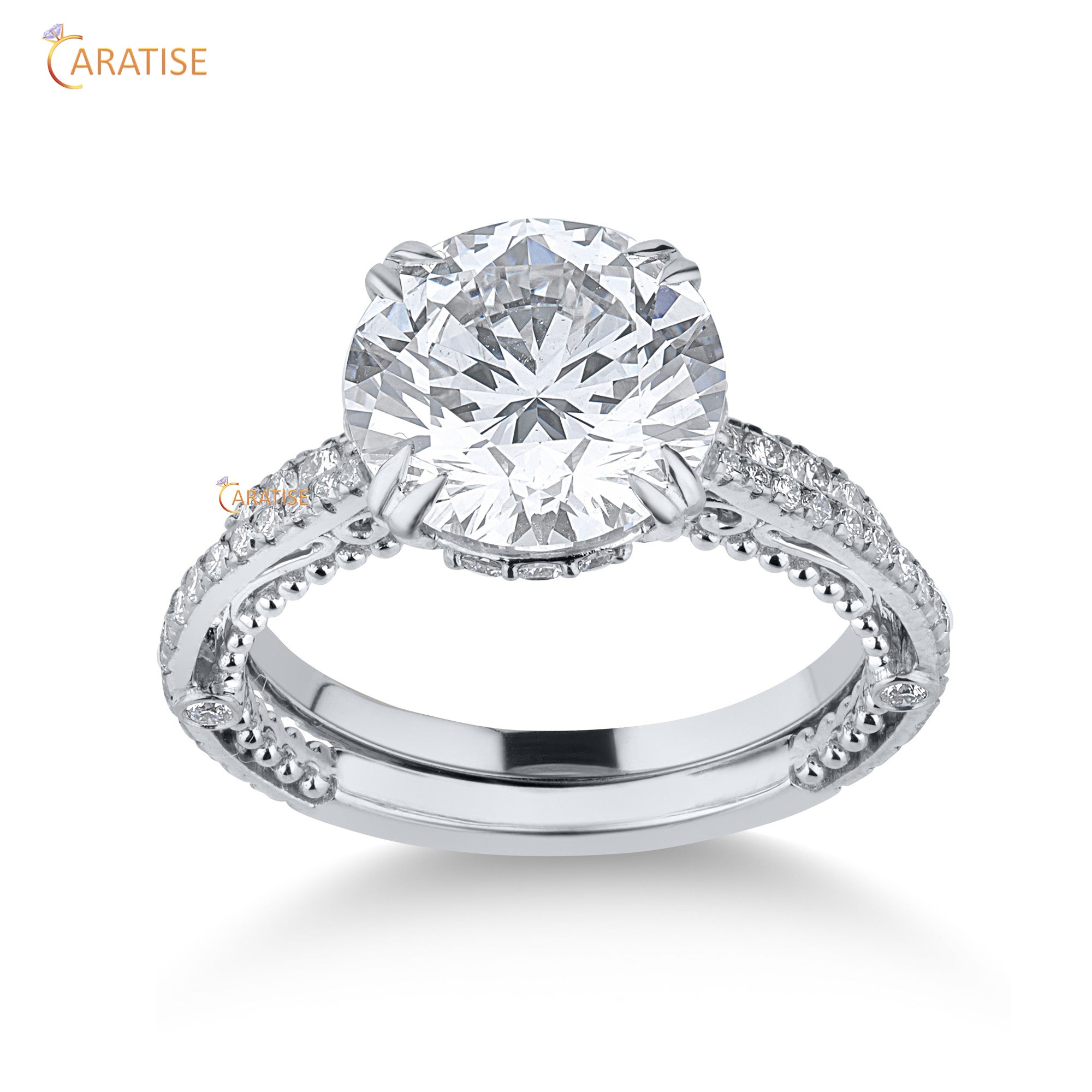 4.882 TDW Round Cut Diamond Women's Ring with Band 925 Silver