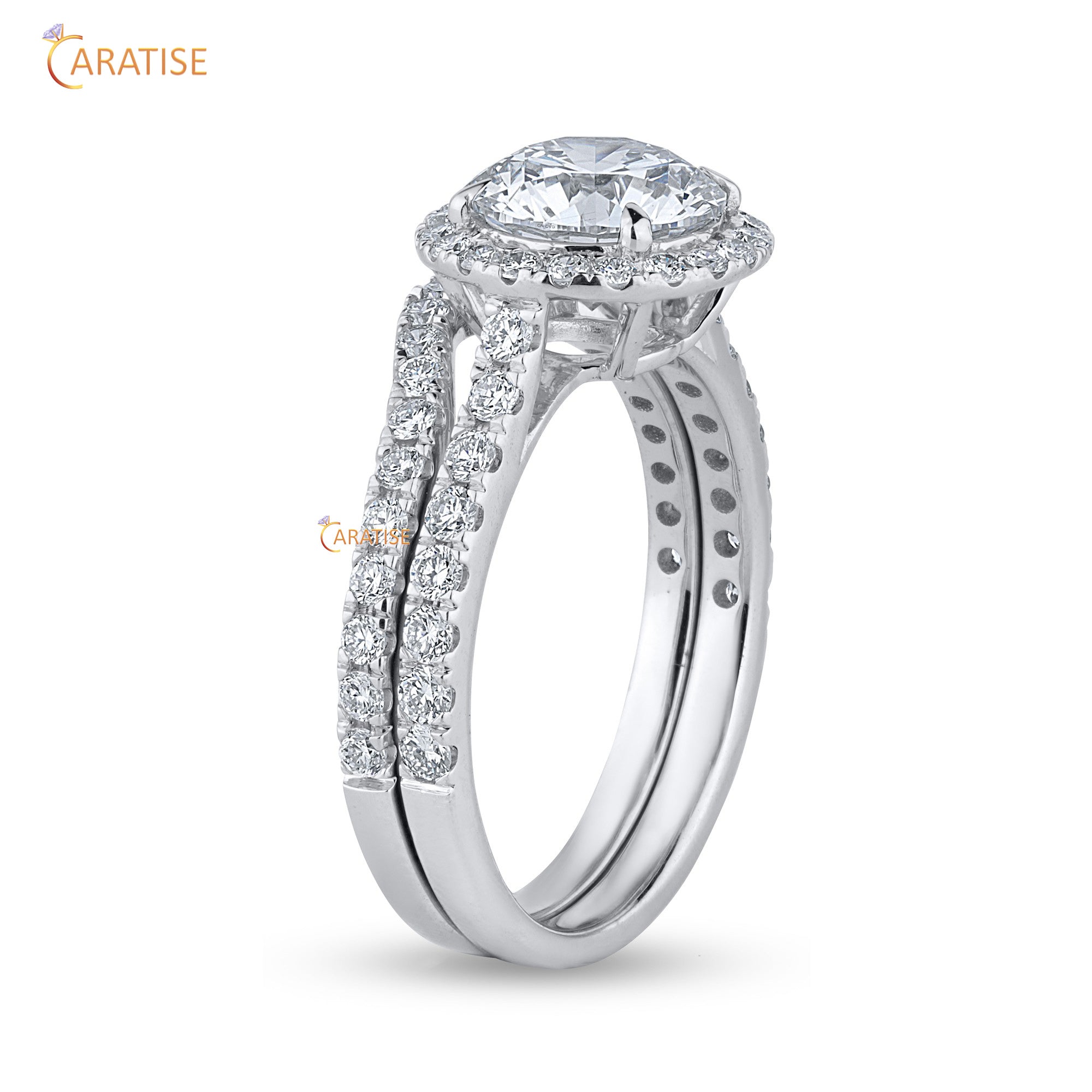 1.82 TDW Round Cut Diamond Ring with Band 925 Silver