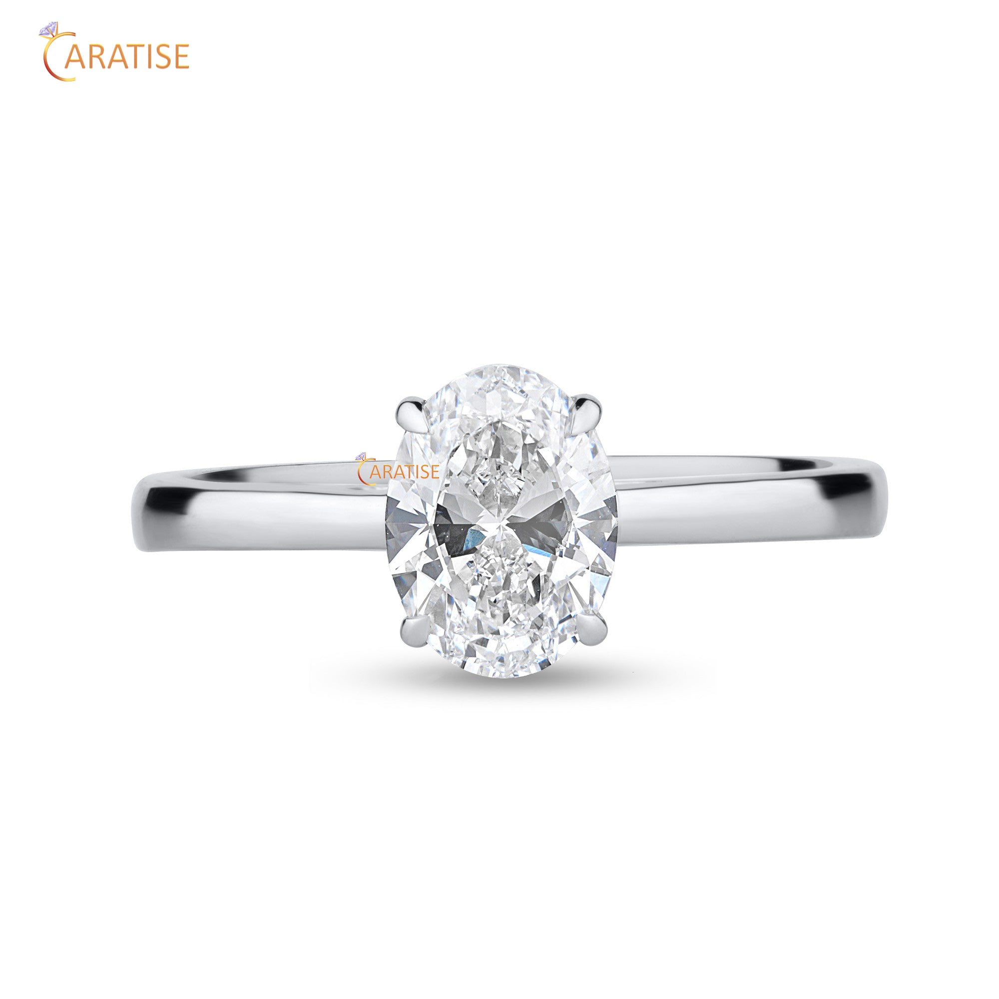 1.00 TDW Oval Cut Diamond Women's Solitaire Ring 925 Silver