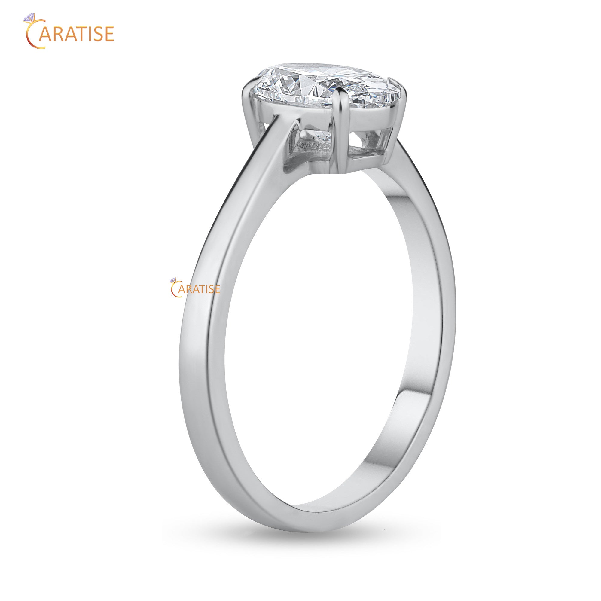 1.00 TDW Oval Cut Diamond Women's Solitaire Ring 925 Silver