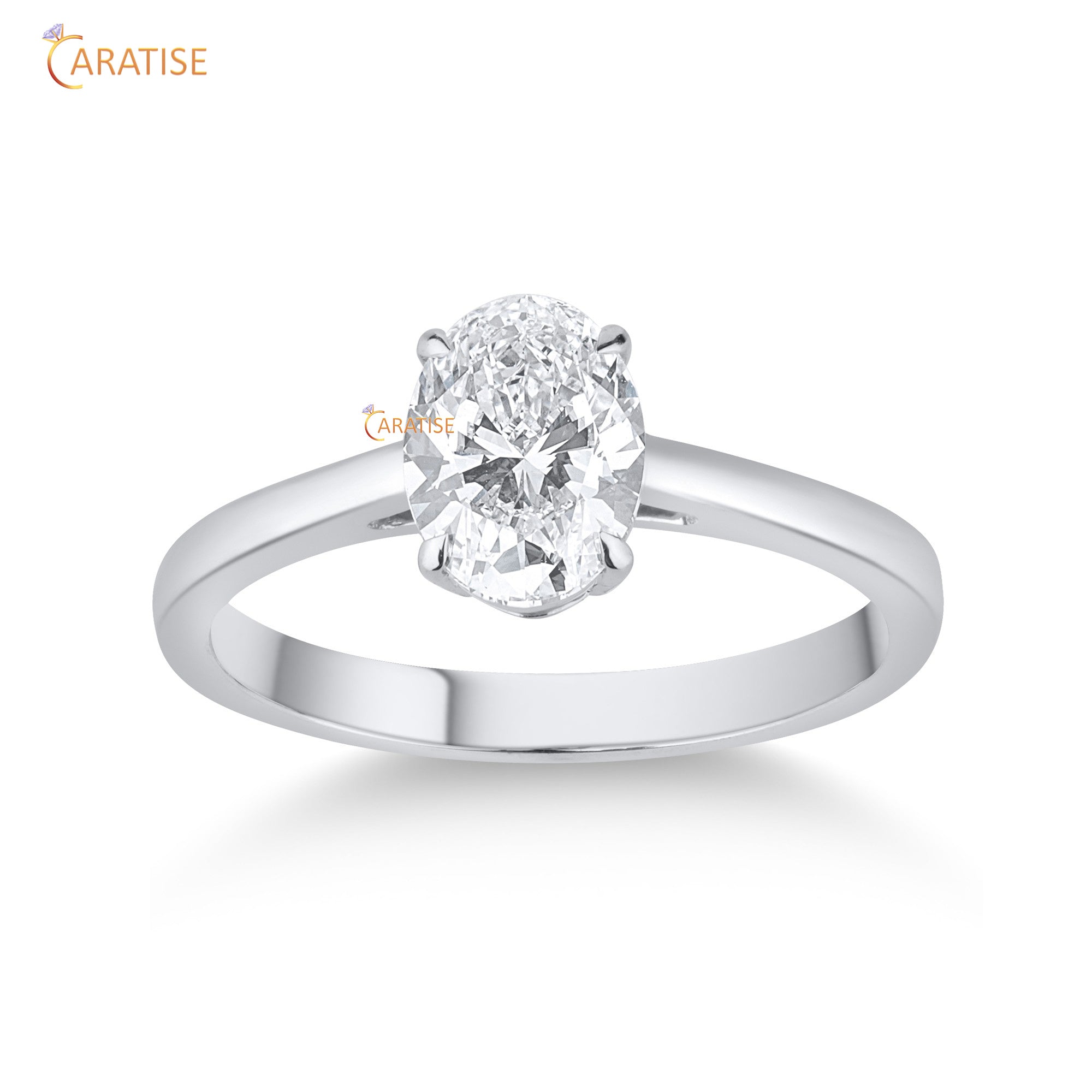 1.00 TDW Oval Cut Diamond Women's Solitaire Ring 925 Silver