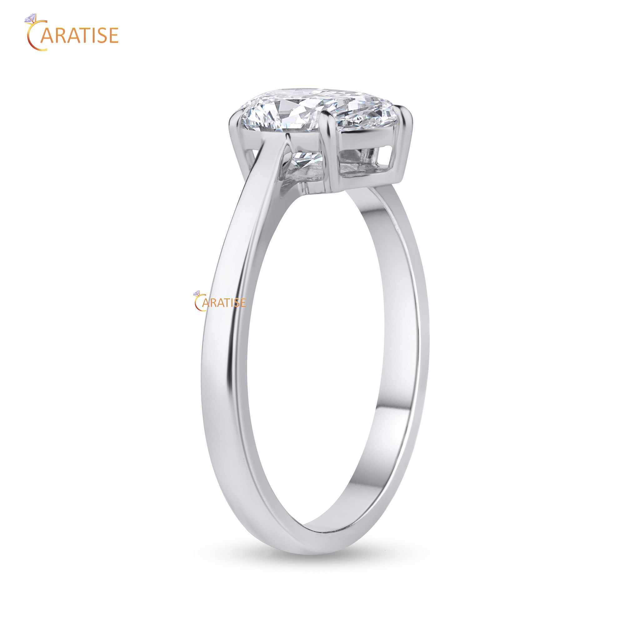 1.50 TDW Pear Cut Diamond Women's Solitaire Ring 925 Silver