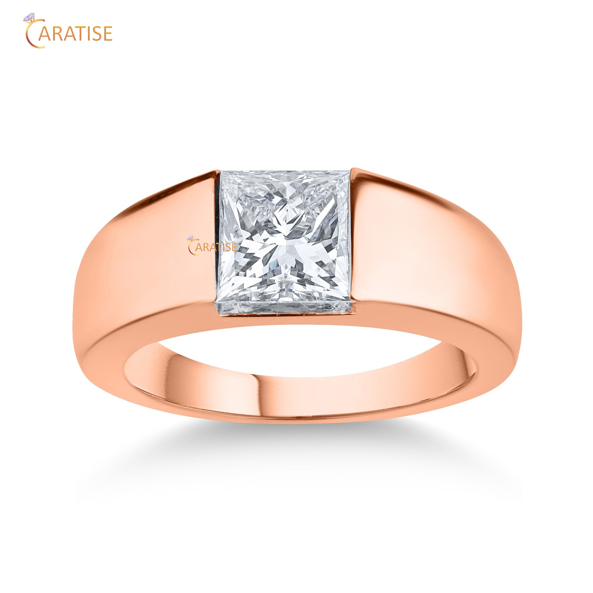 1.17 TDW Princess Cut Diamond Women's Solitaire Ring 925 Silver