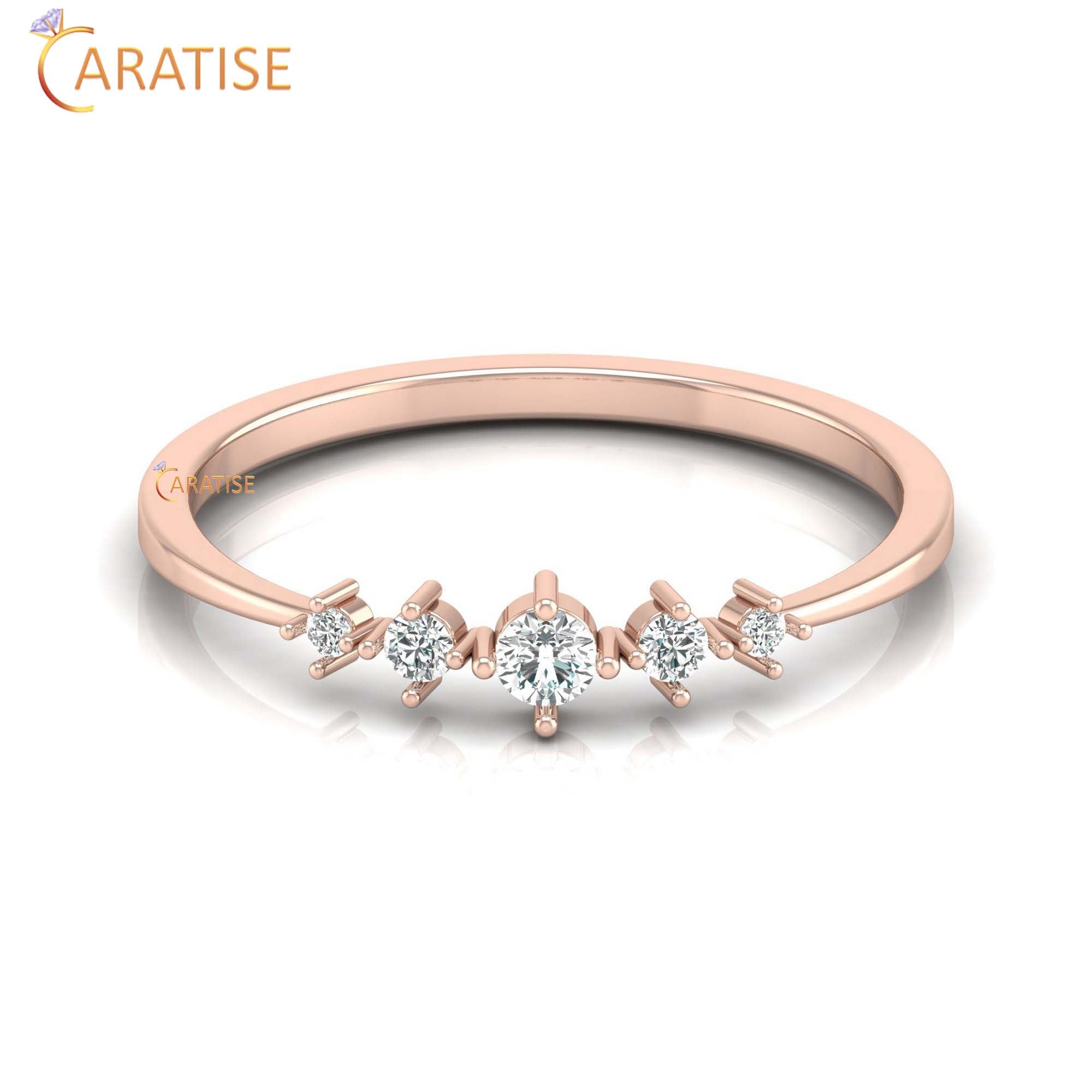 0.12 TDW Round Cut Minimalist Women's Diamond Ring