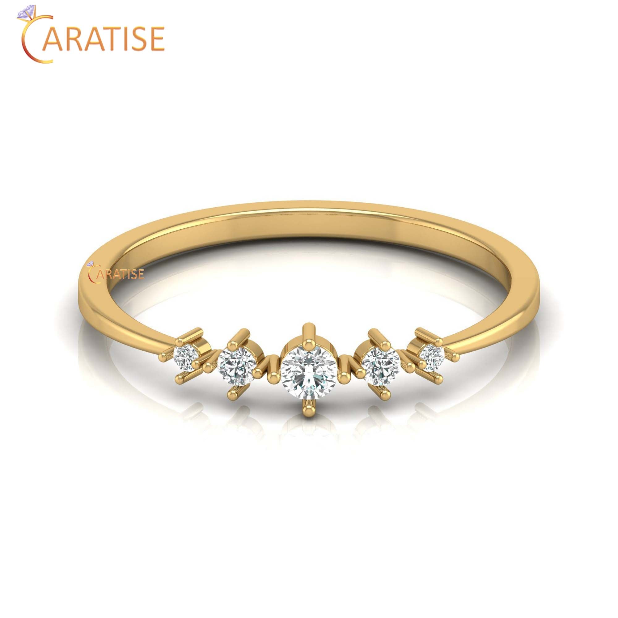 0.12 TDW Round Cut Minimalist Women's Diamond Ring