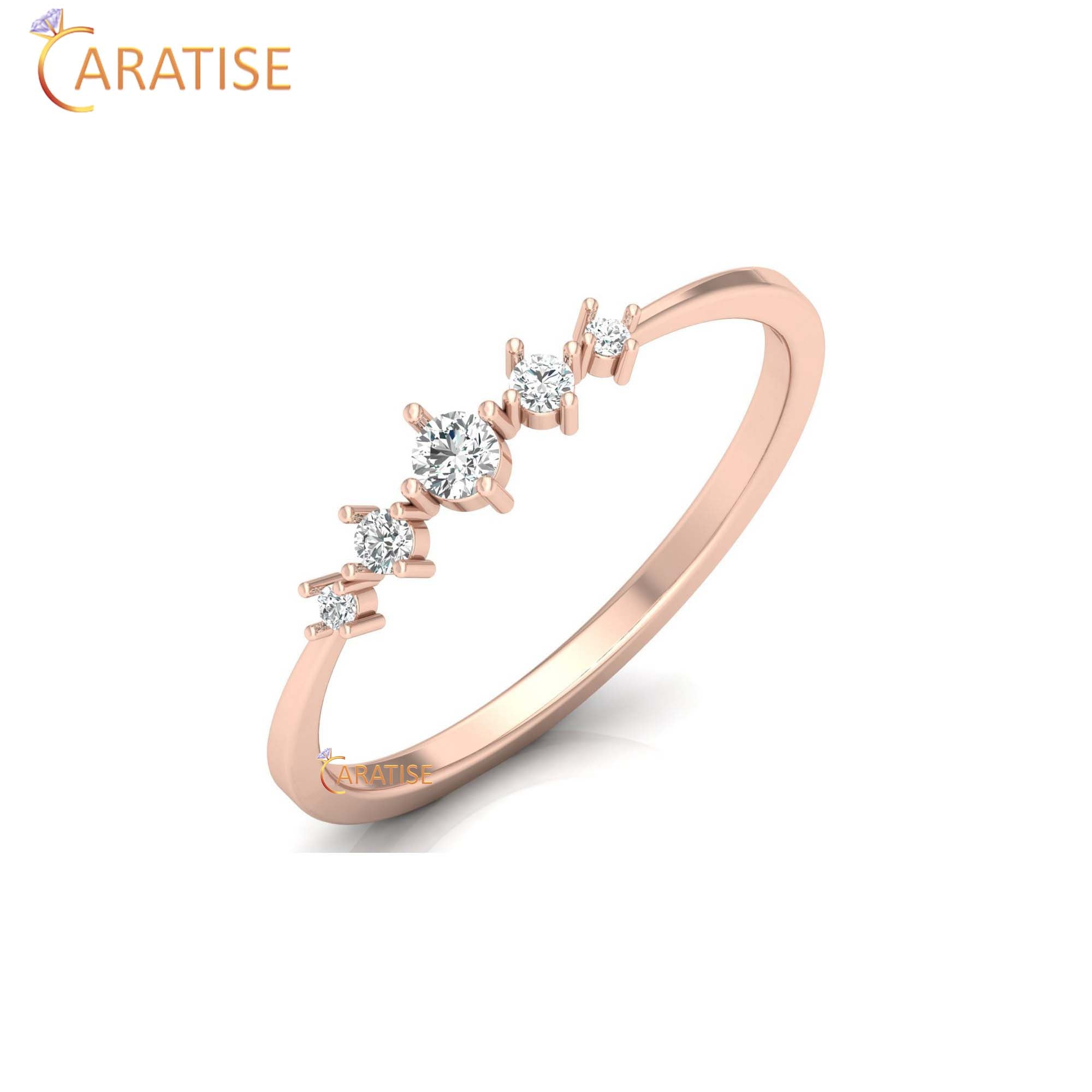 0.12 TDW Round Cut Minimalist Women's Diamond Ring