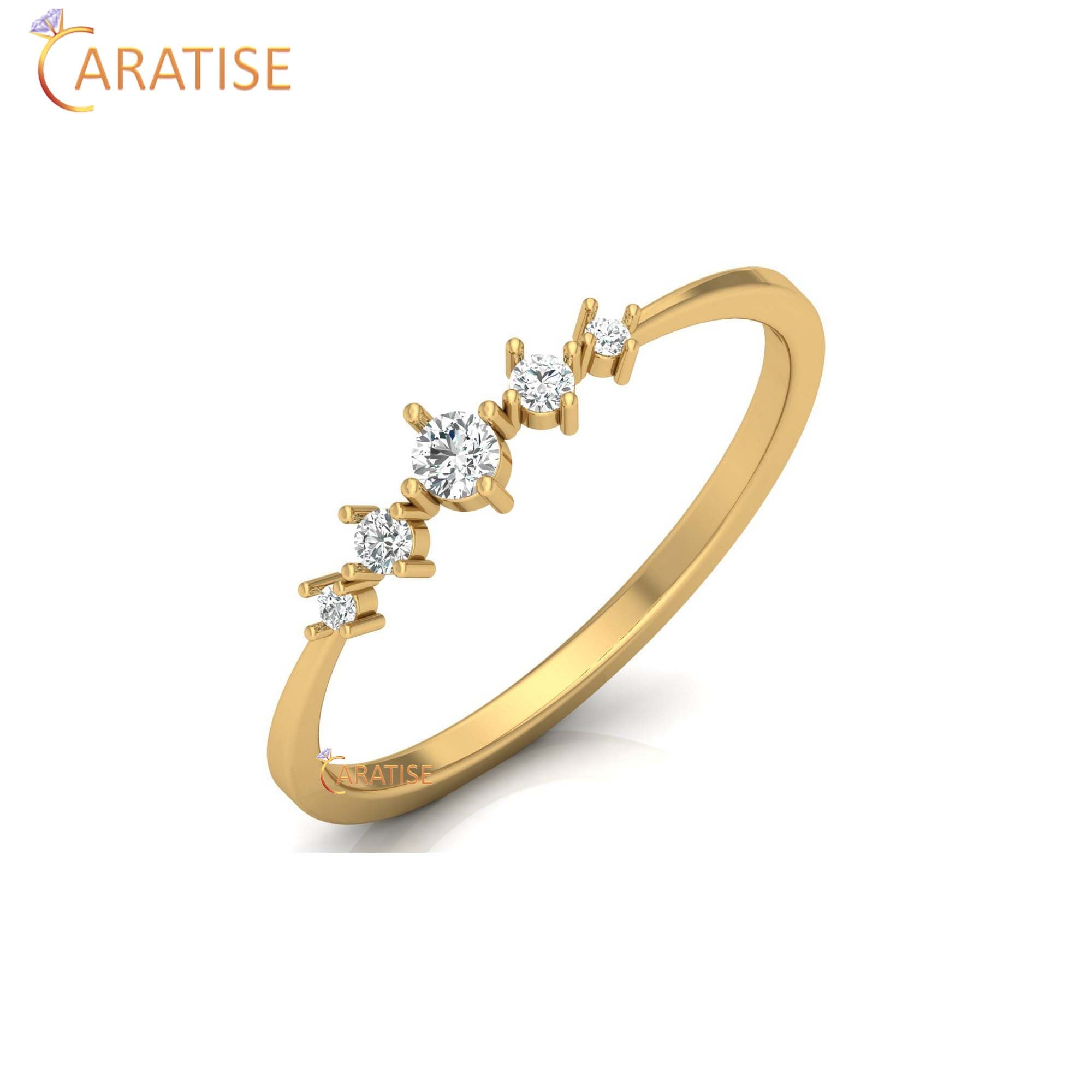 0.12 TDW Round Cut Minimalist Women's Diamond Ring
