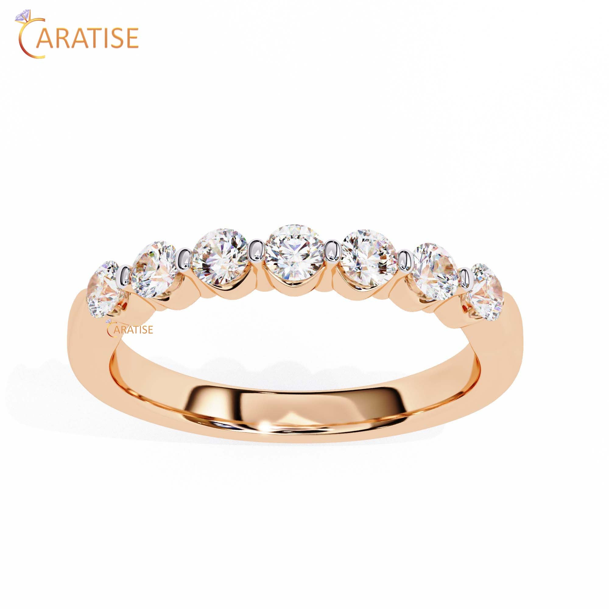 0.52 TDW Round Cut Diamond Women's Minimalist Ring