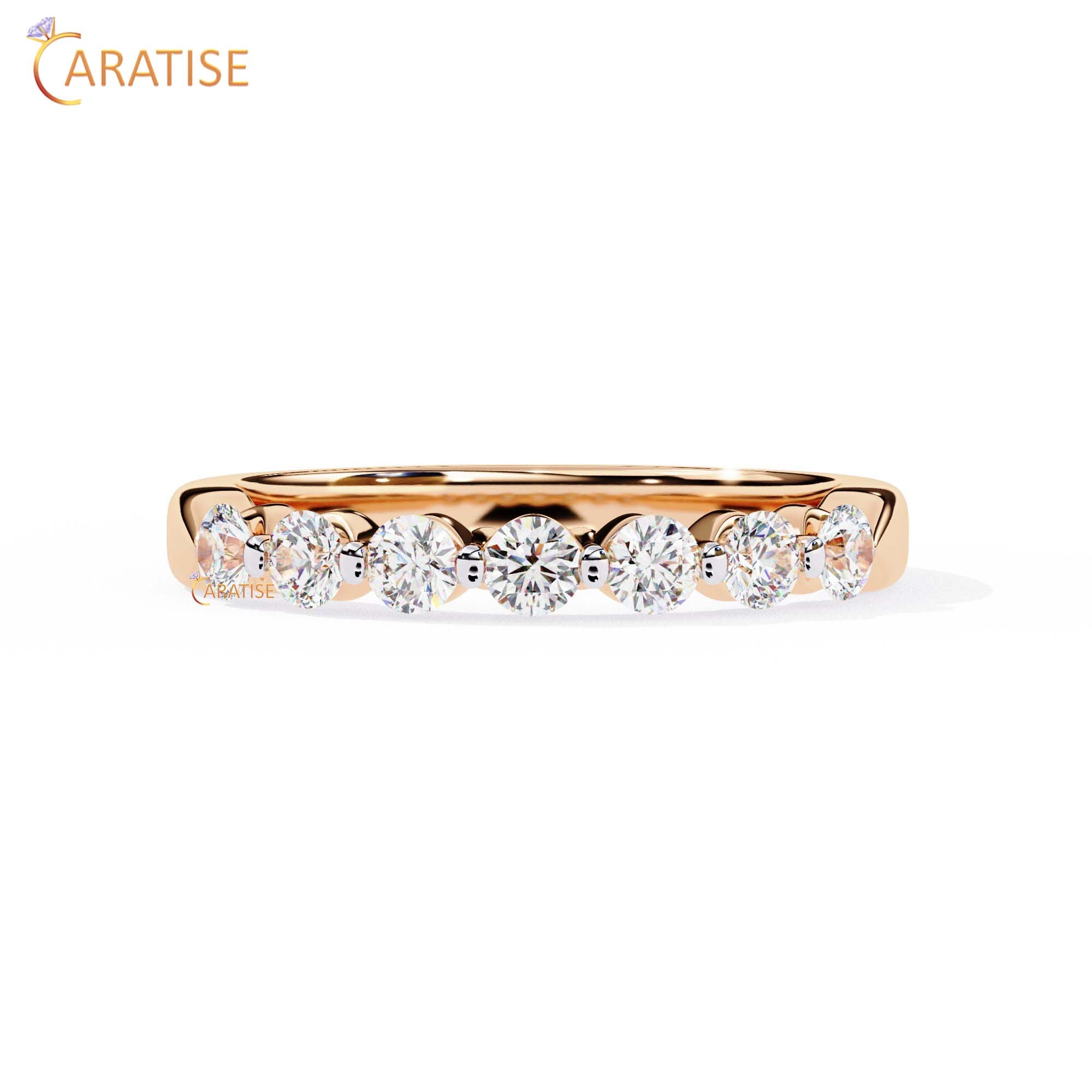 0.52 TDW Round Cut Diamond Women's Minimalist Ring