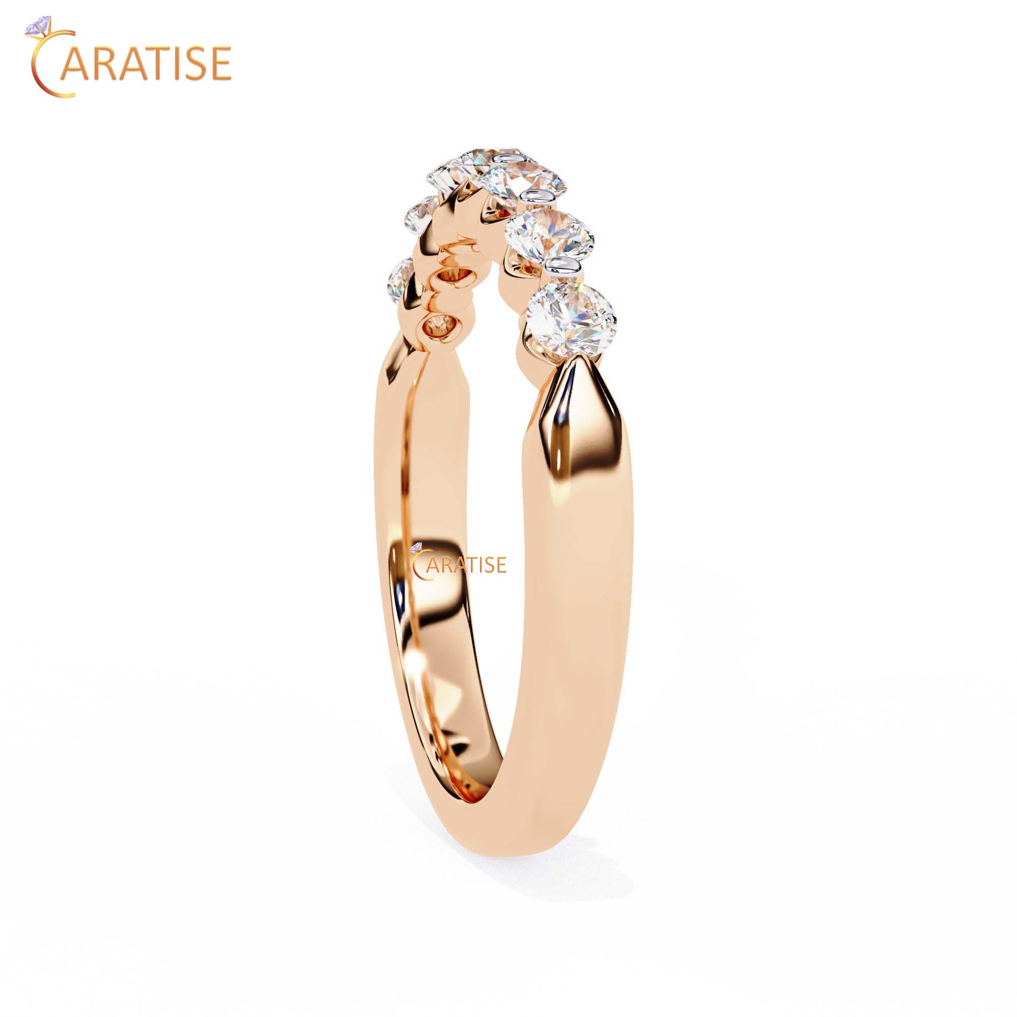 0.52 TDW Round Cut Diamond Women's Minimalist Ring