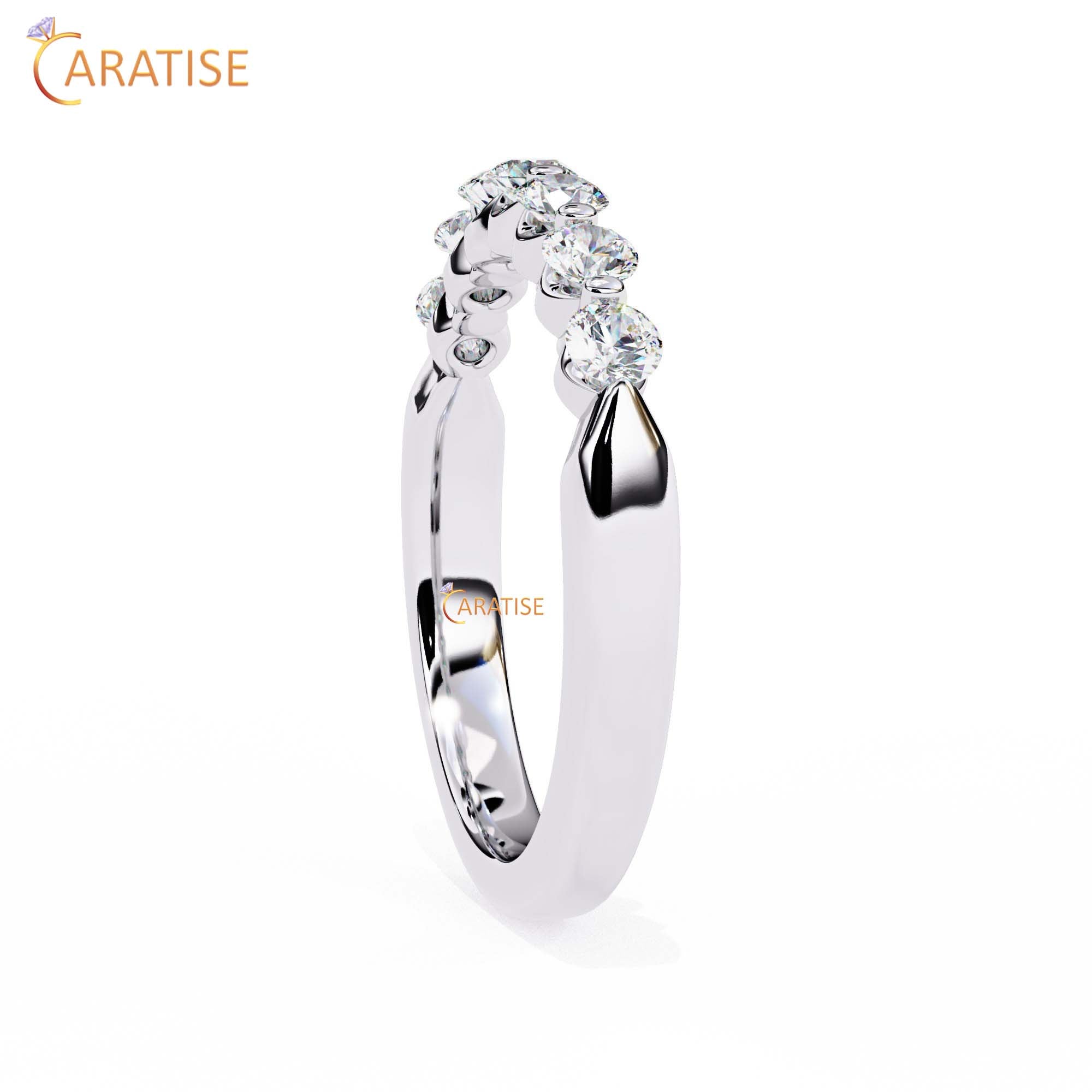 0.52 TDW Round Cut Diamond Women's Minimalist Ring