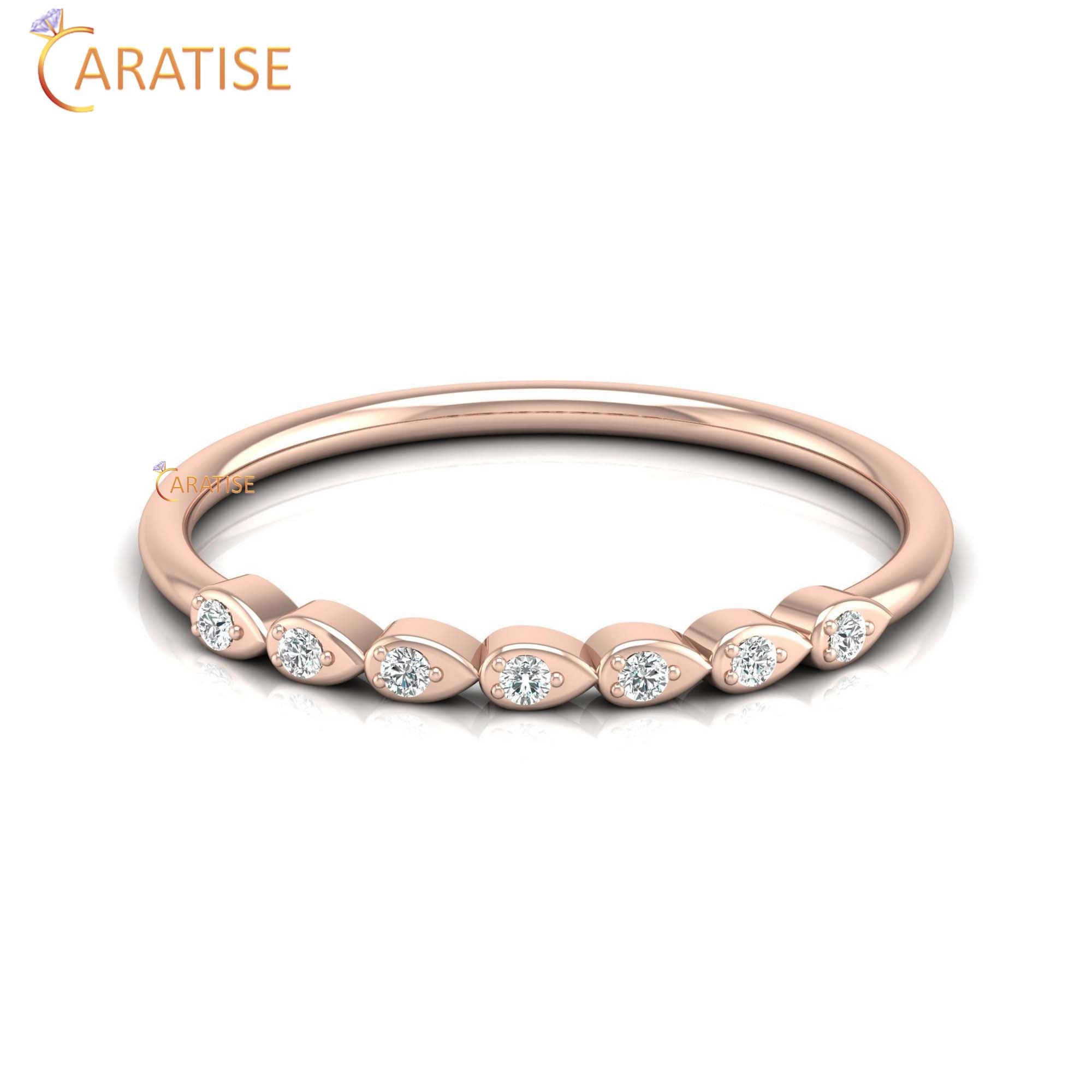 0.05 TDW Round Cut Women's Minimalist Diamond Ring