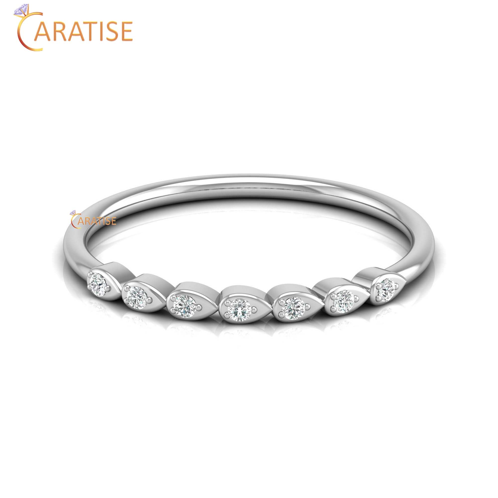 0.05 TDW Round Cut Women's Minimalist Diamond Ring