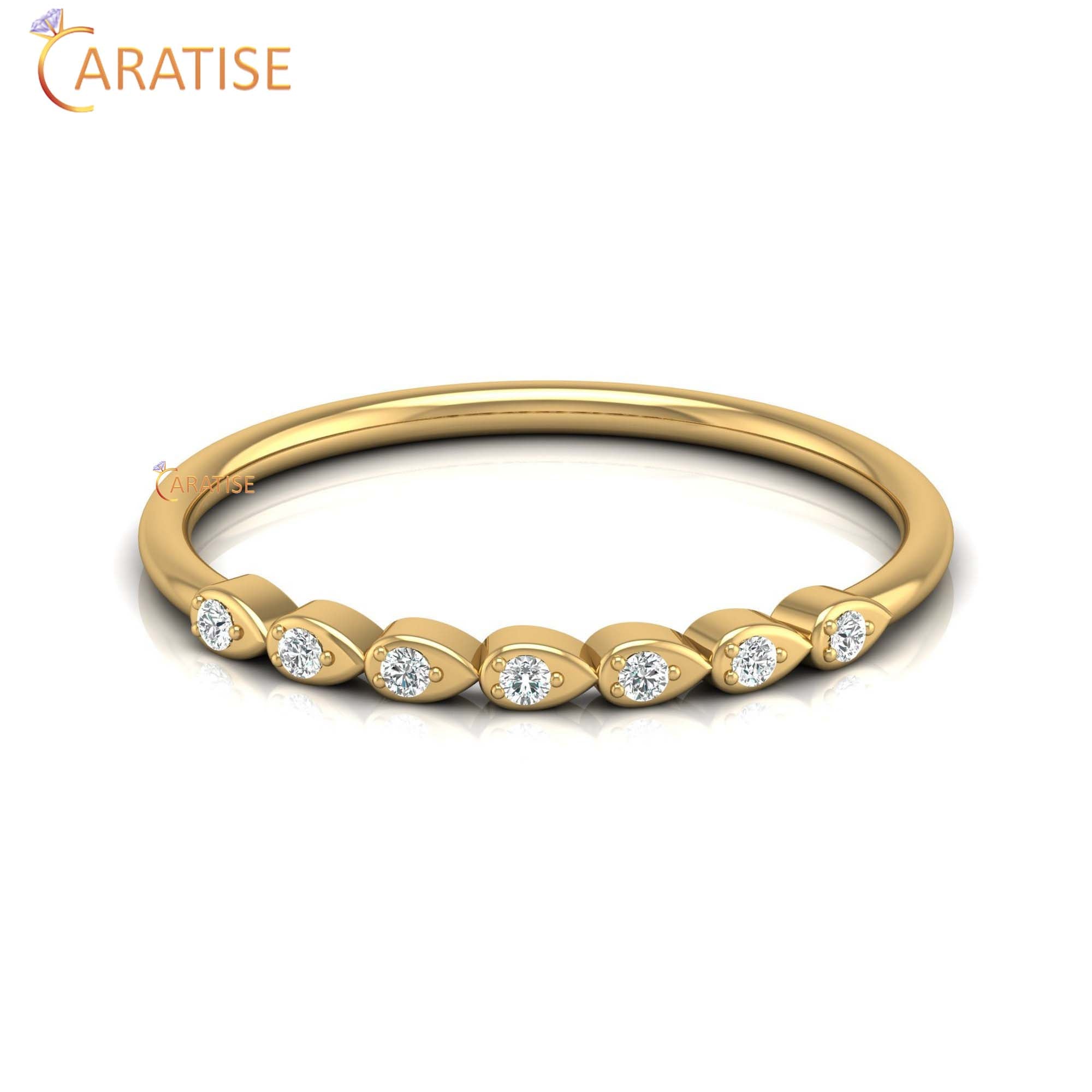 0.05 TDW Round Cut Women's Minimalist Diamond Ring