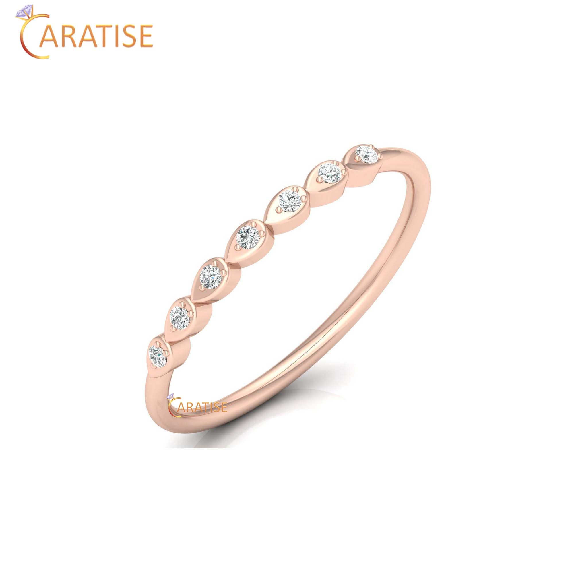0.05 TDW Round Cut Women's Minimalist Diamond Ring