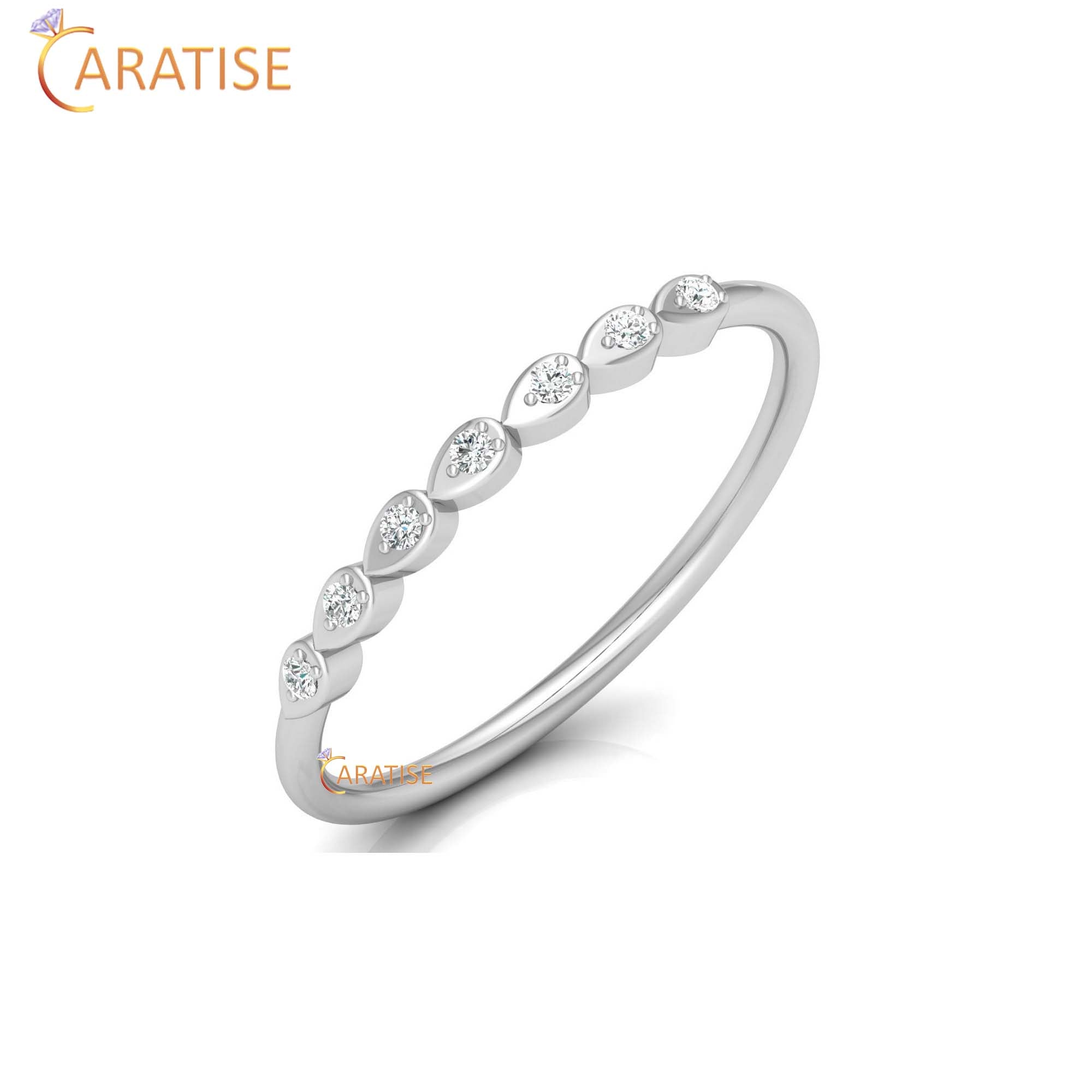 0.05 TDW Round Cut Women's Minimalist Diamond Ring