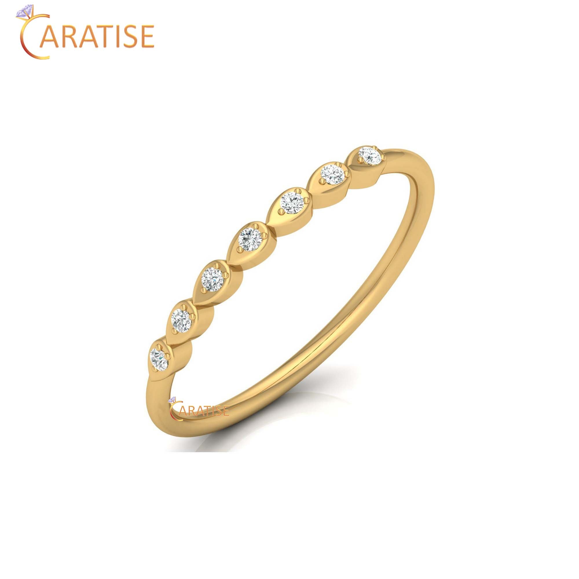 0.05 TDW Round Cut Women's Minimalist Diamond Ring