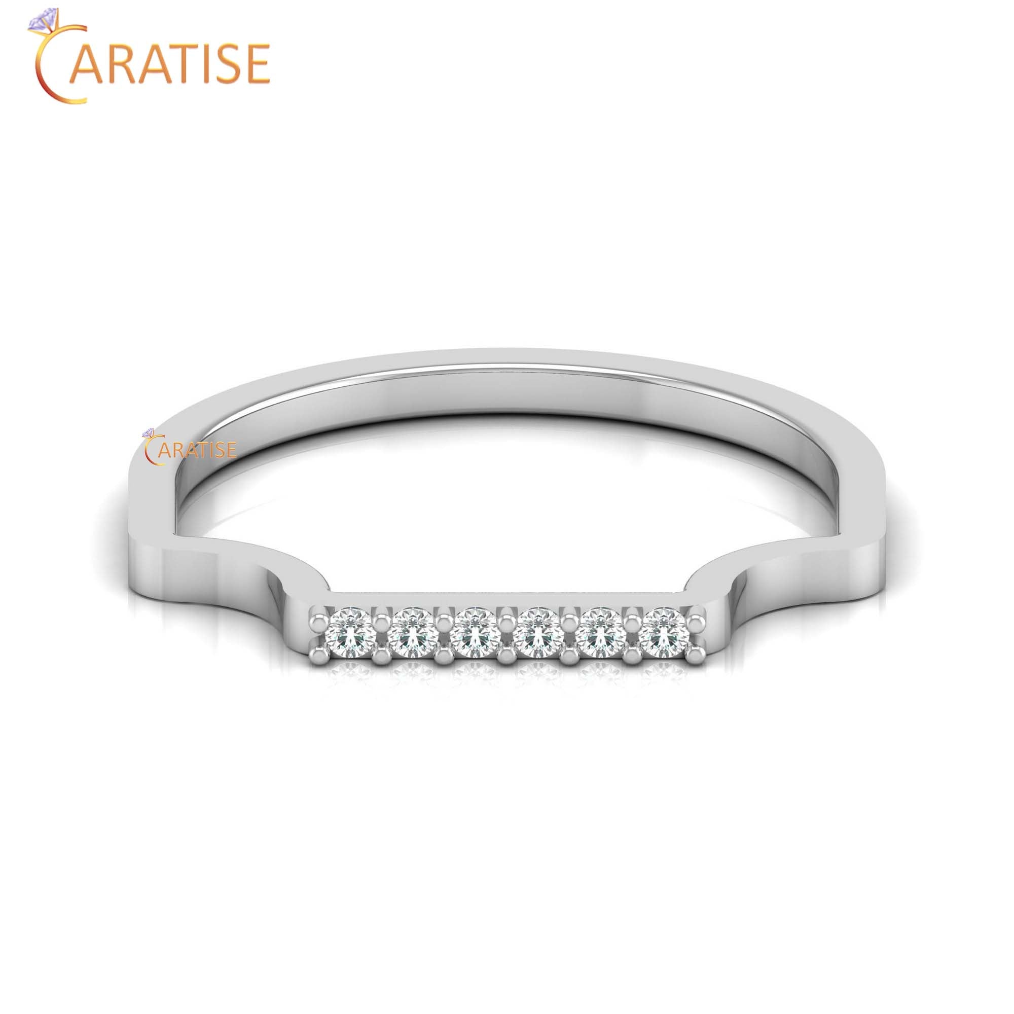 0.06 TDW Round Cut Minimalist Women's Diamond Ring