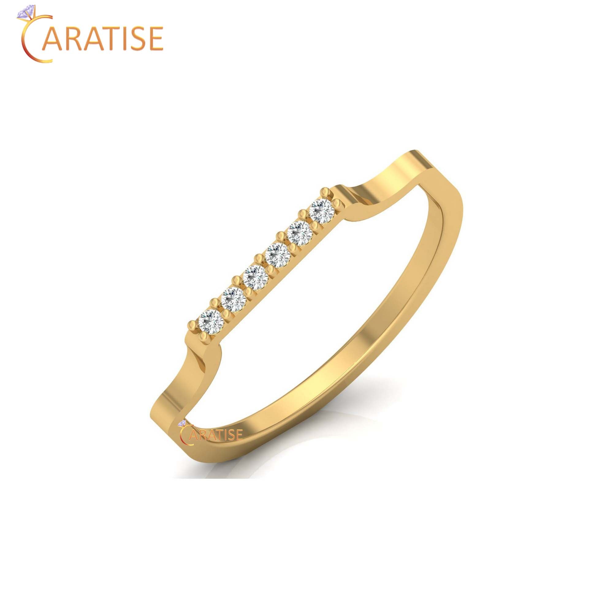 0.06 TDW Round Cut Minimalist Women's Diamond Ring