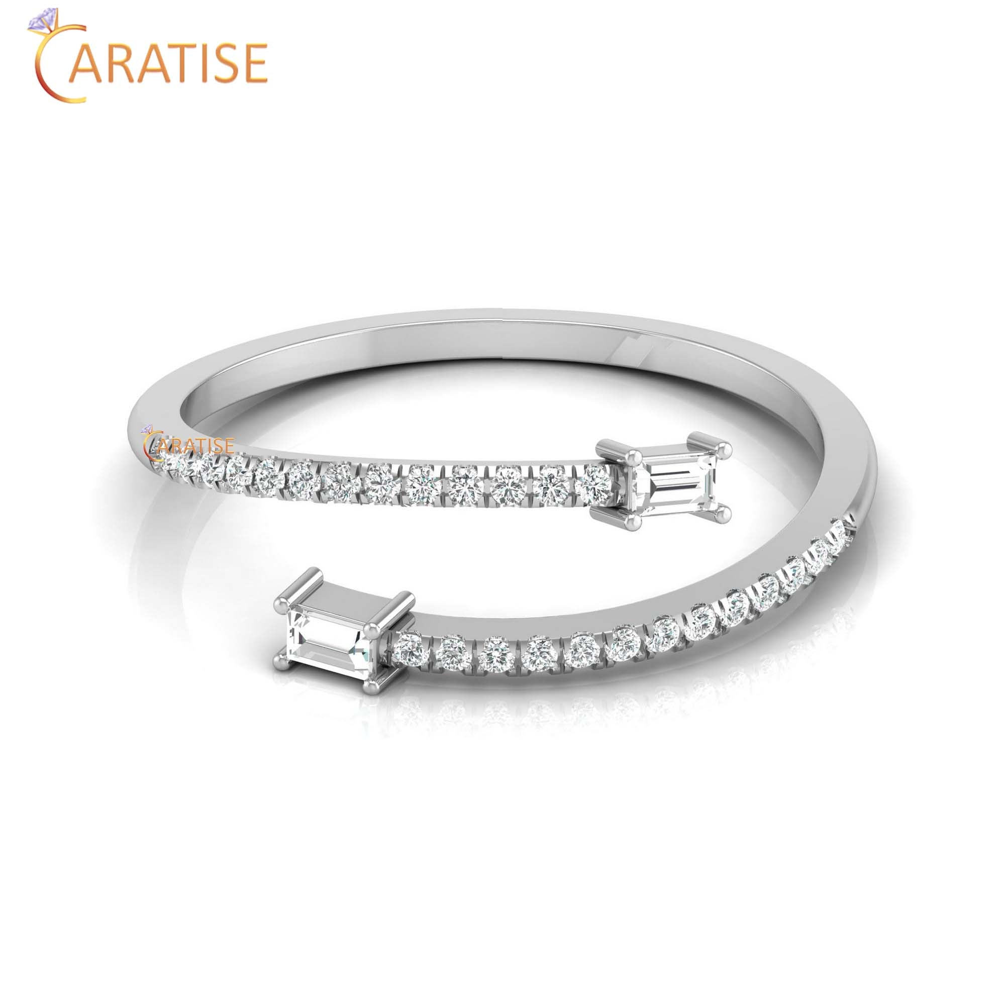 0.18 TDW Round & Baguette Cut Women's Minimalist Diamond Ring