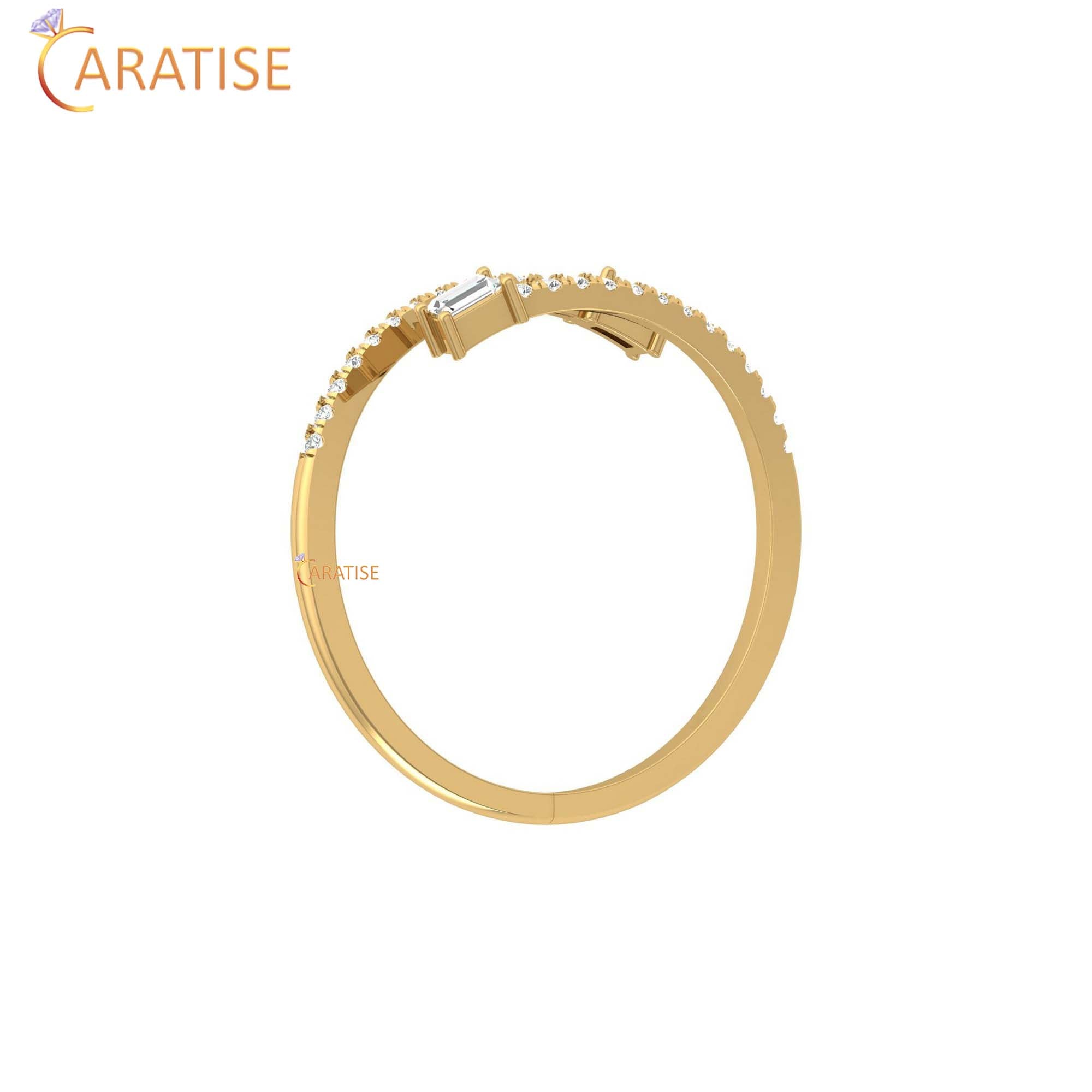 0.18 TDW Round & Baguette Cut Women's Minimalist Diamond Ring