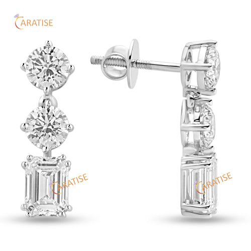 20.23 TDW Emerald & Round Cut Diamond Necklace 925 Silver