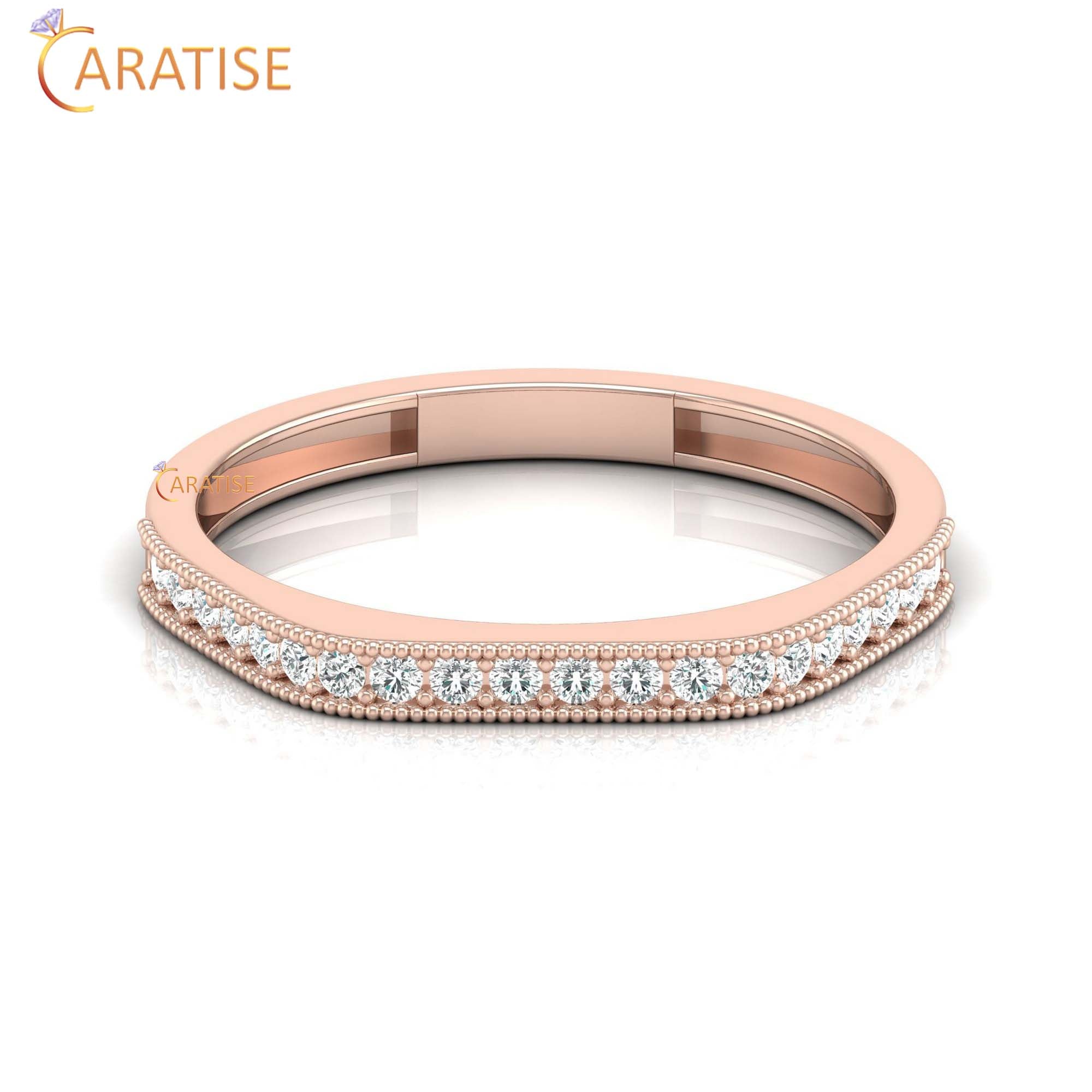 0.16 TDW Round Cut Women's Minimalist Diamond Ring