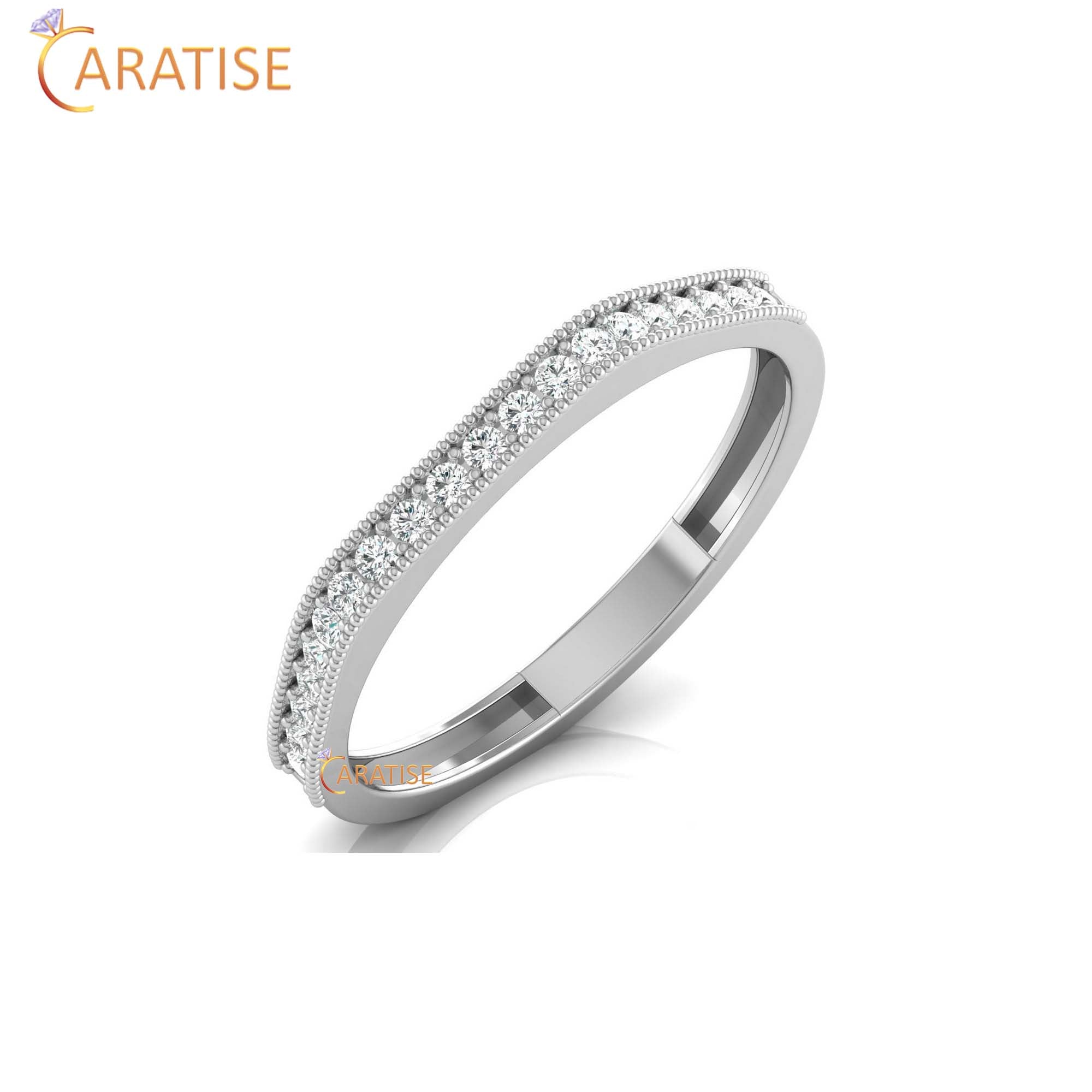 0.16 TDW Round Cut Women's Minimalist Diamond Ring