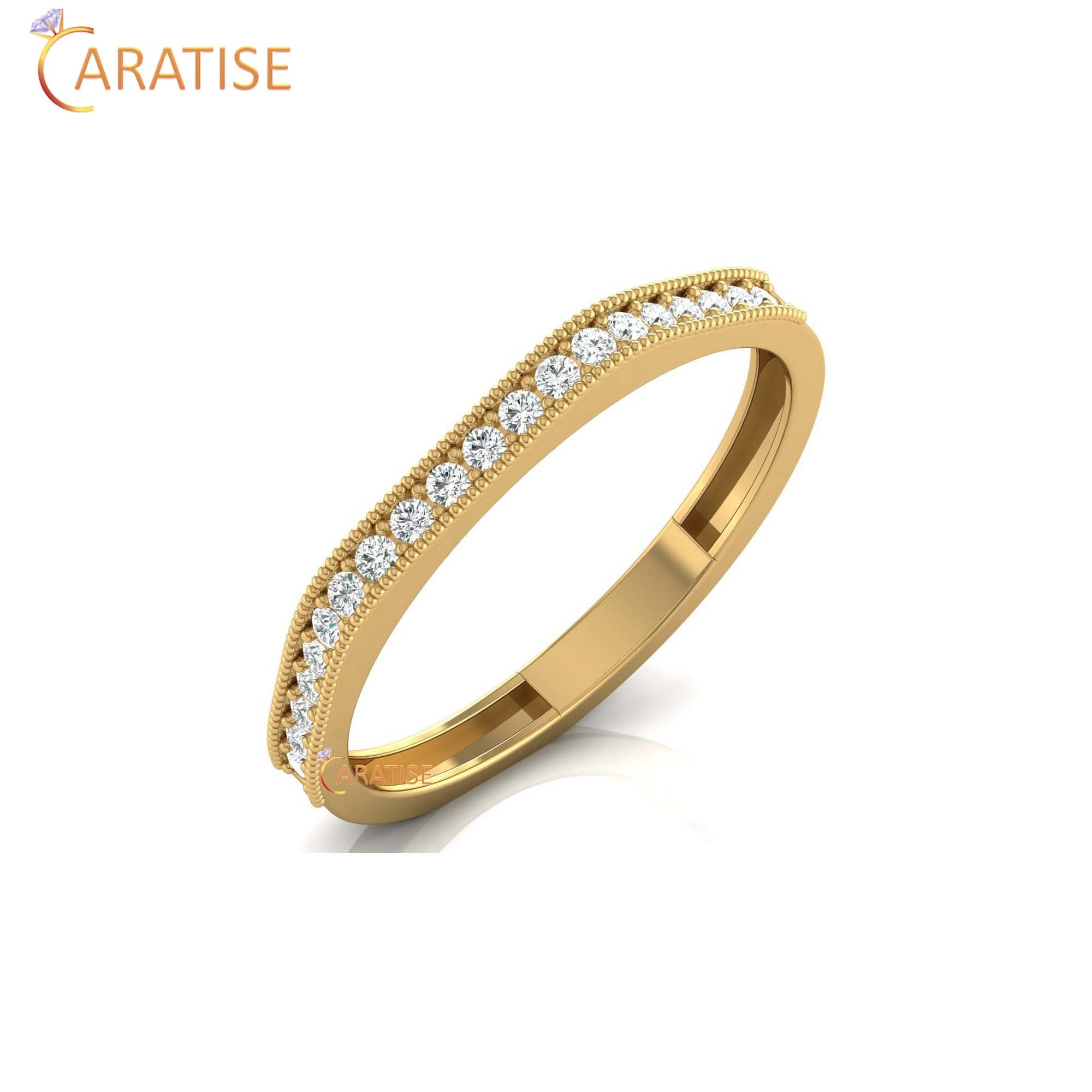 0.16 TDW Round Cut Women's Minimalist Diamond Ring