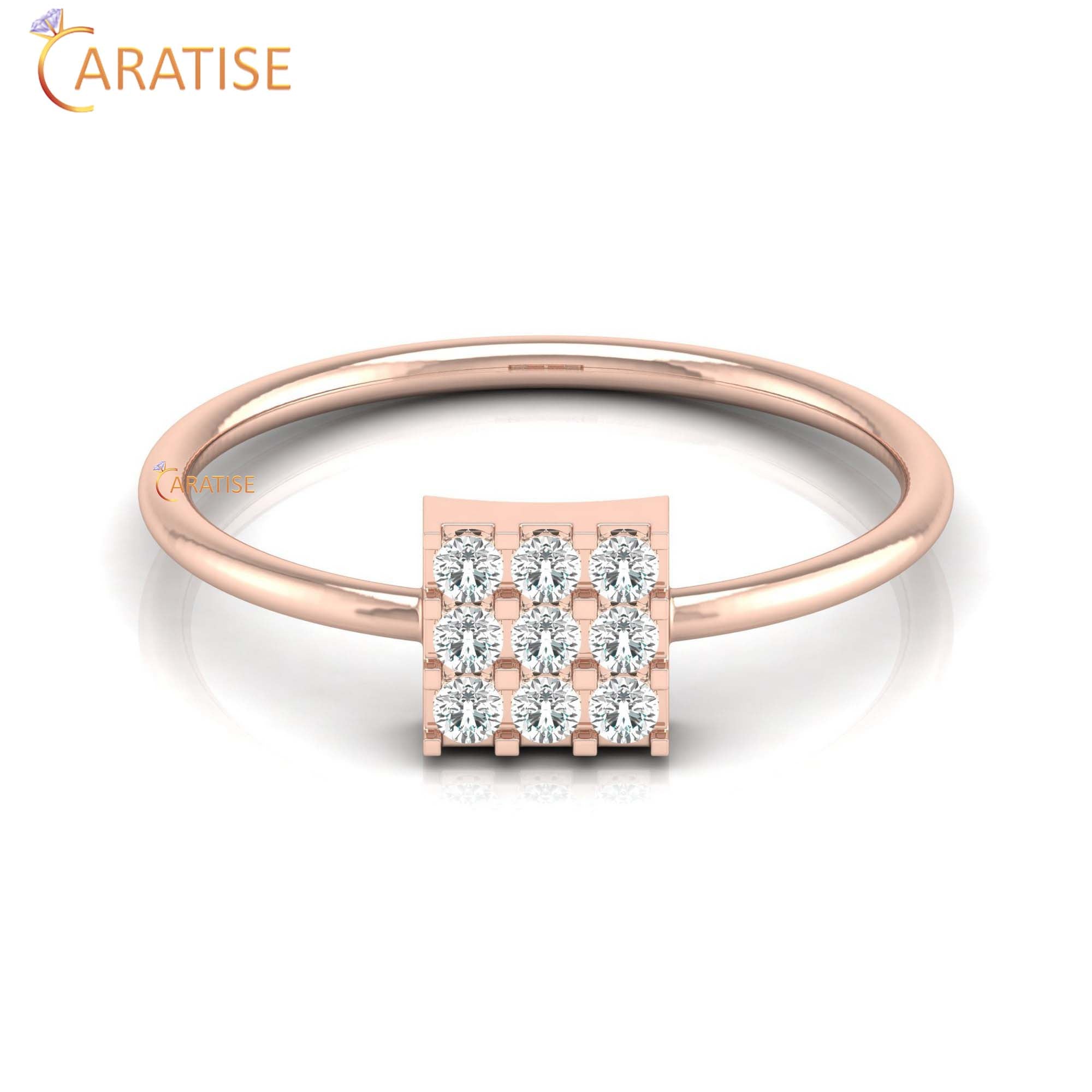 0.17 TDW Round Cut Minimalist Women's Diamond Ring