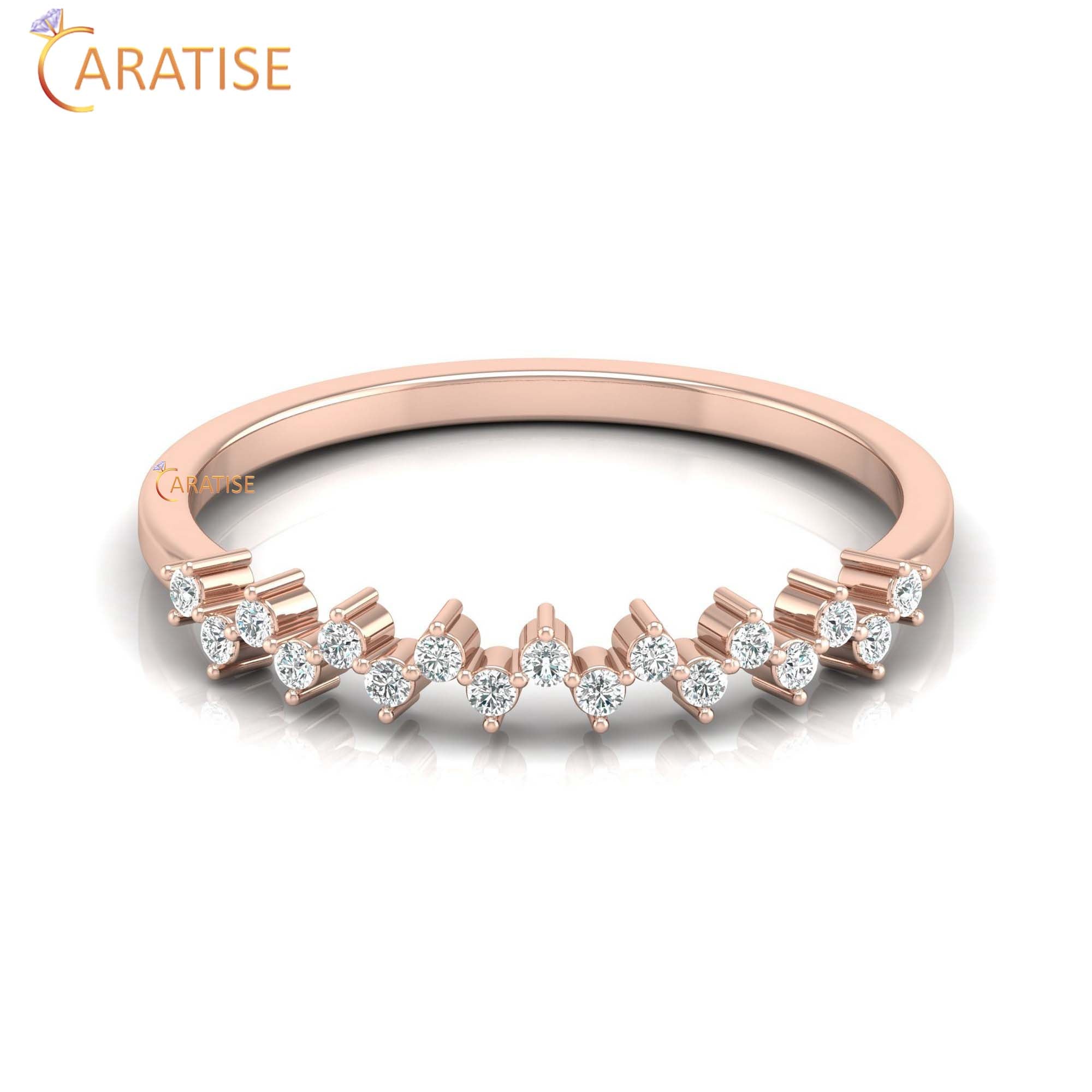 0.12 TDW Round Cut Minimalist Women's Diamond Ring