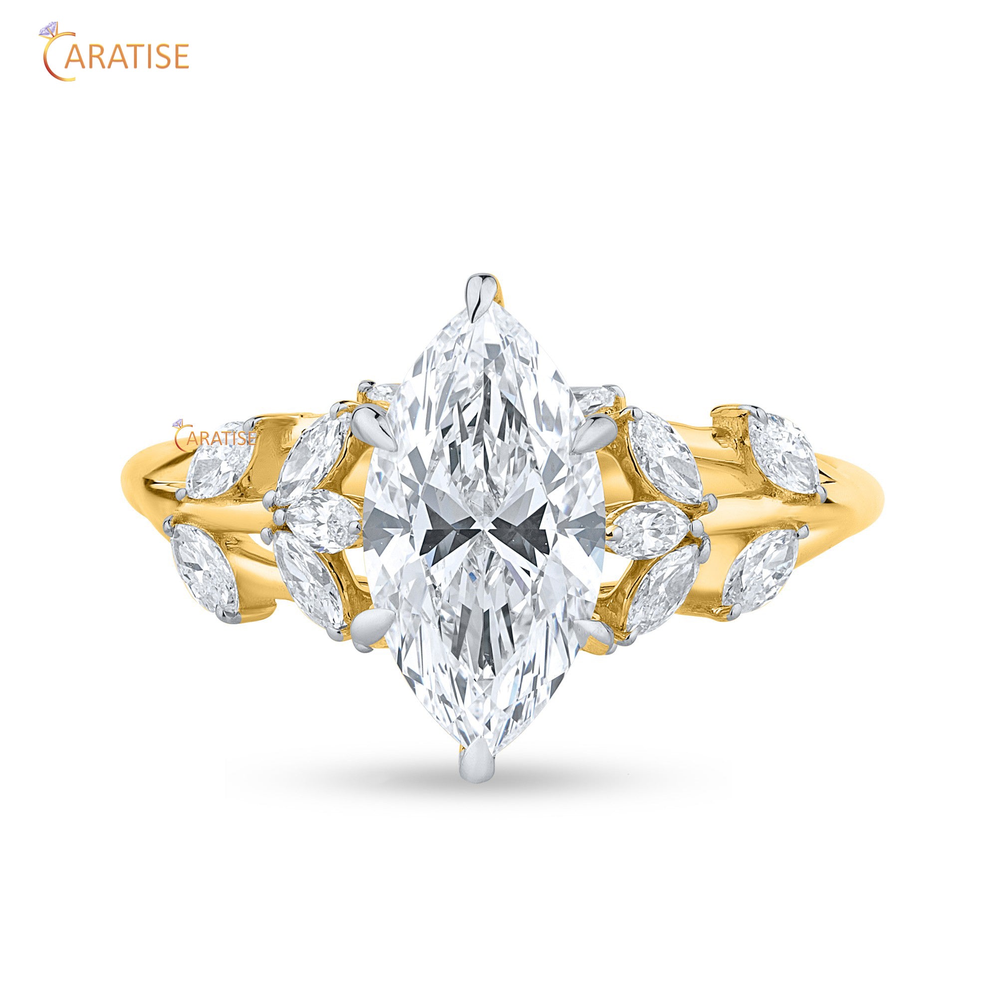 1.82 TDW Marquise Cut Engagement Moissanite Diamond Ring 925 Silver