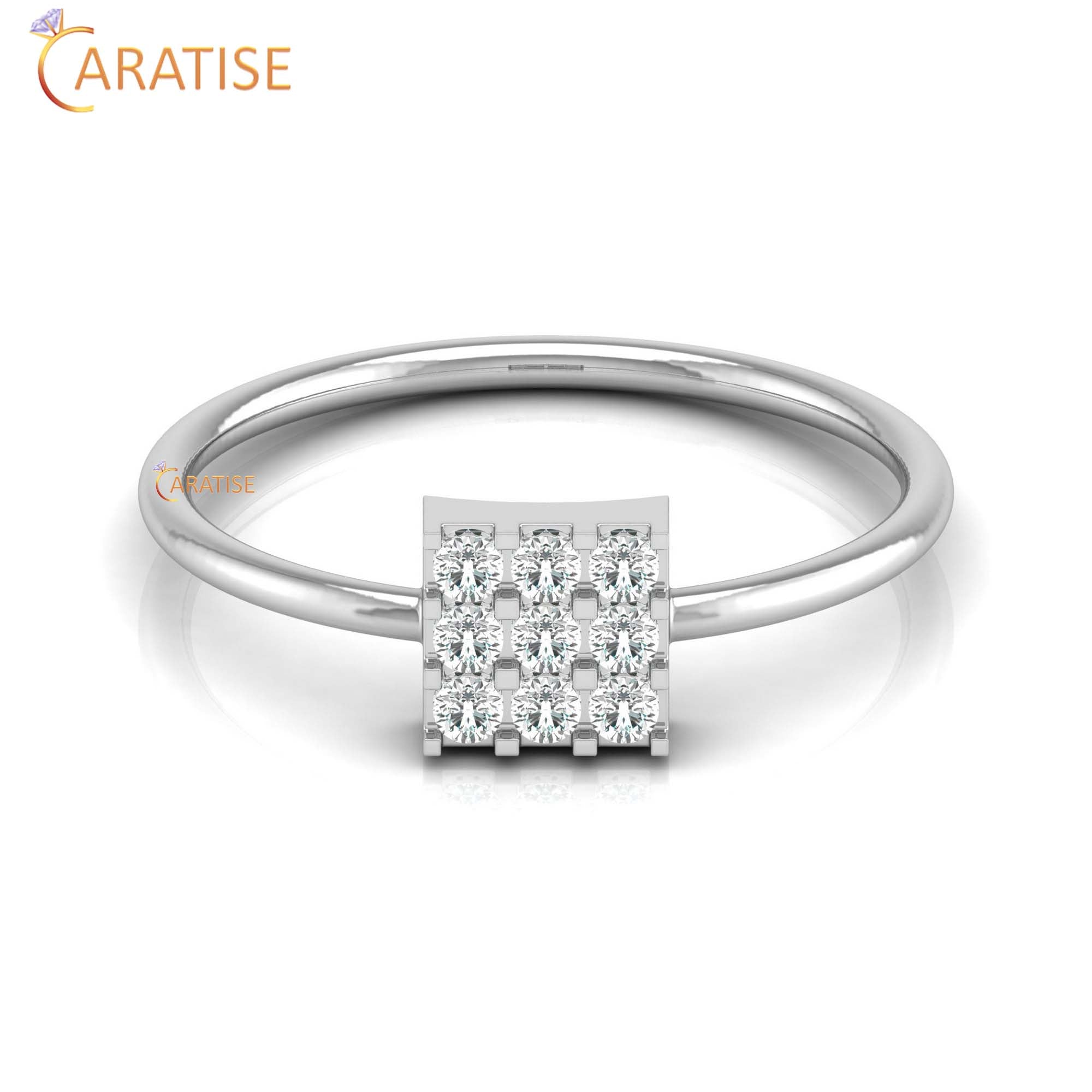 0.17 TDW Round Cut Minimalist Women's Diamond Ring