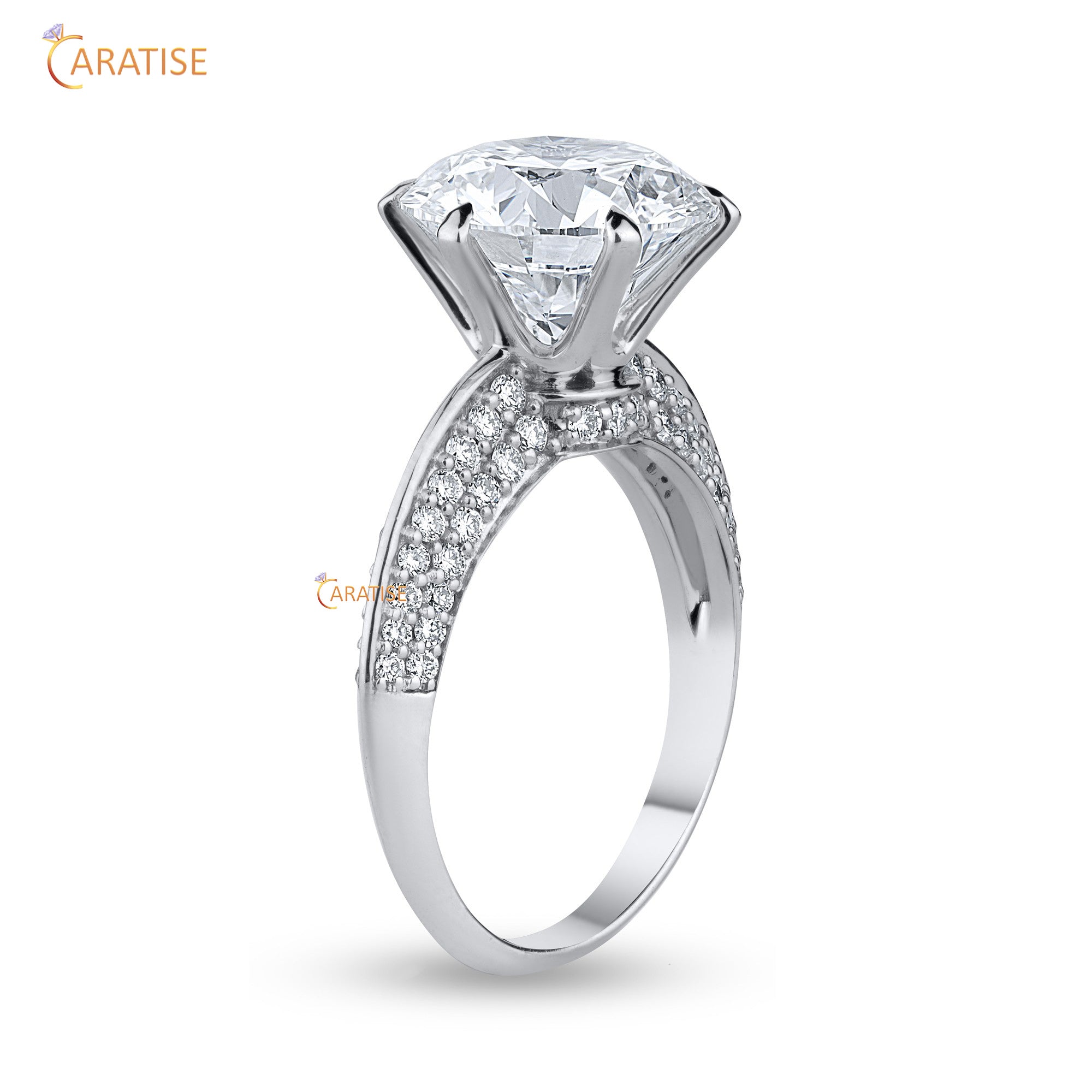 3.53 TDW Round Cut Women's Diamond Engagement Ring 925 Silver