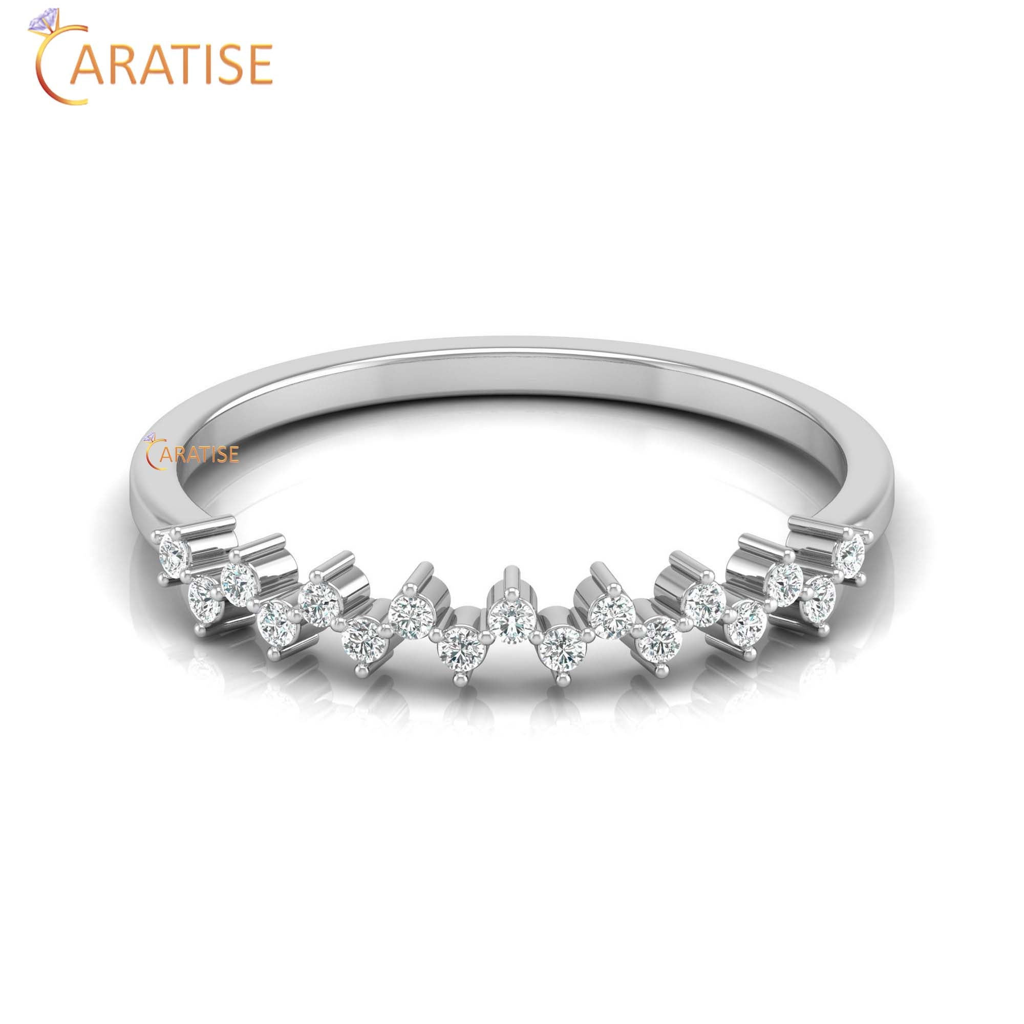0.12 TDW Round Cut Minimalist Women's Diamond Ring