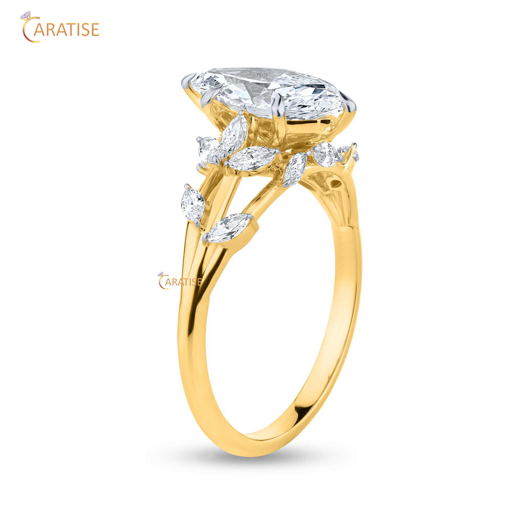 1.82 TDW Marquise Cut Engagement Moissanite Diamond Ring 925 Silver