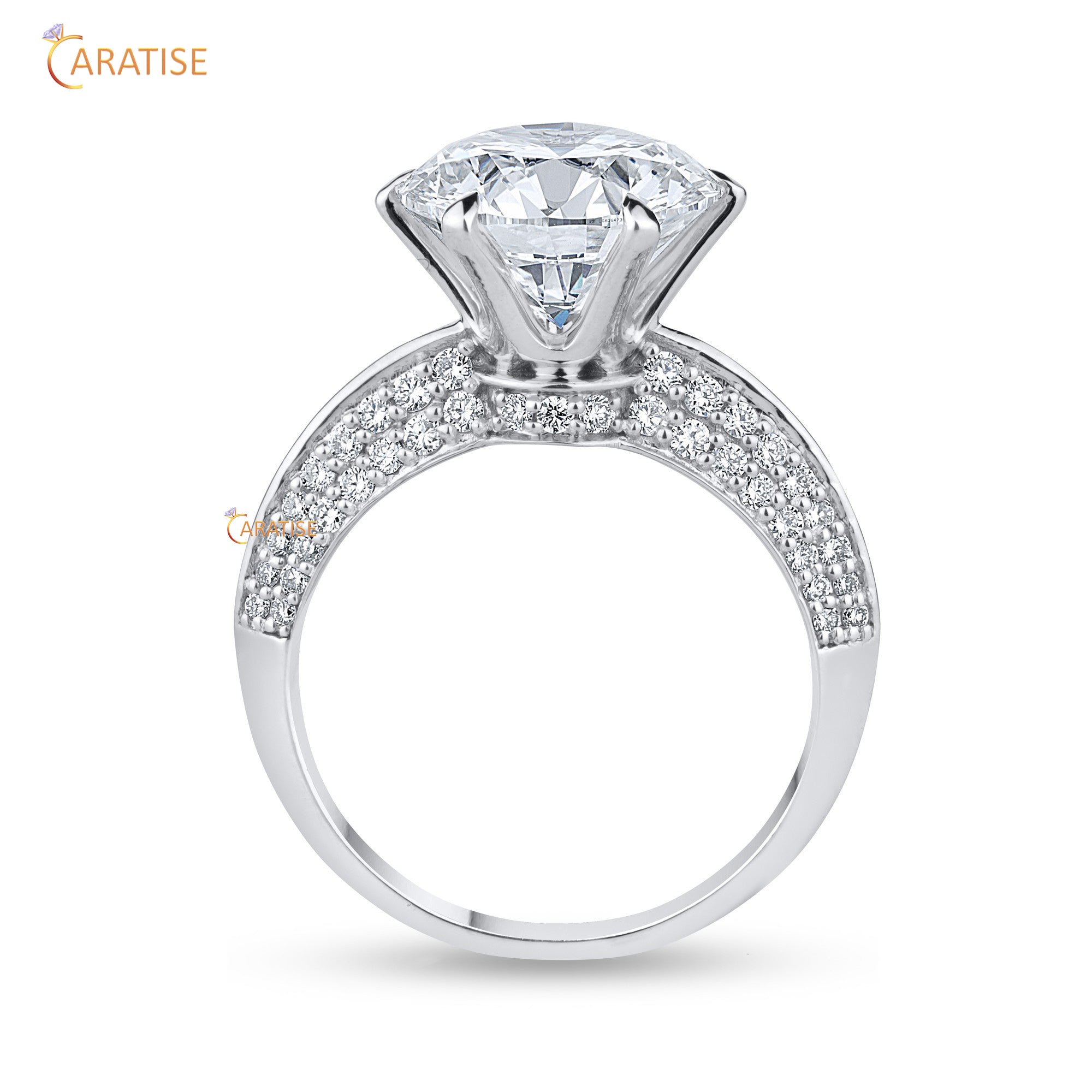 3.53 TDW Round Cut Women's Diamond Engagement Ring 925 Silver