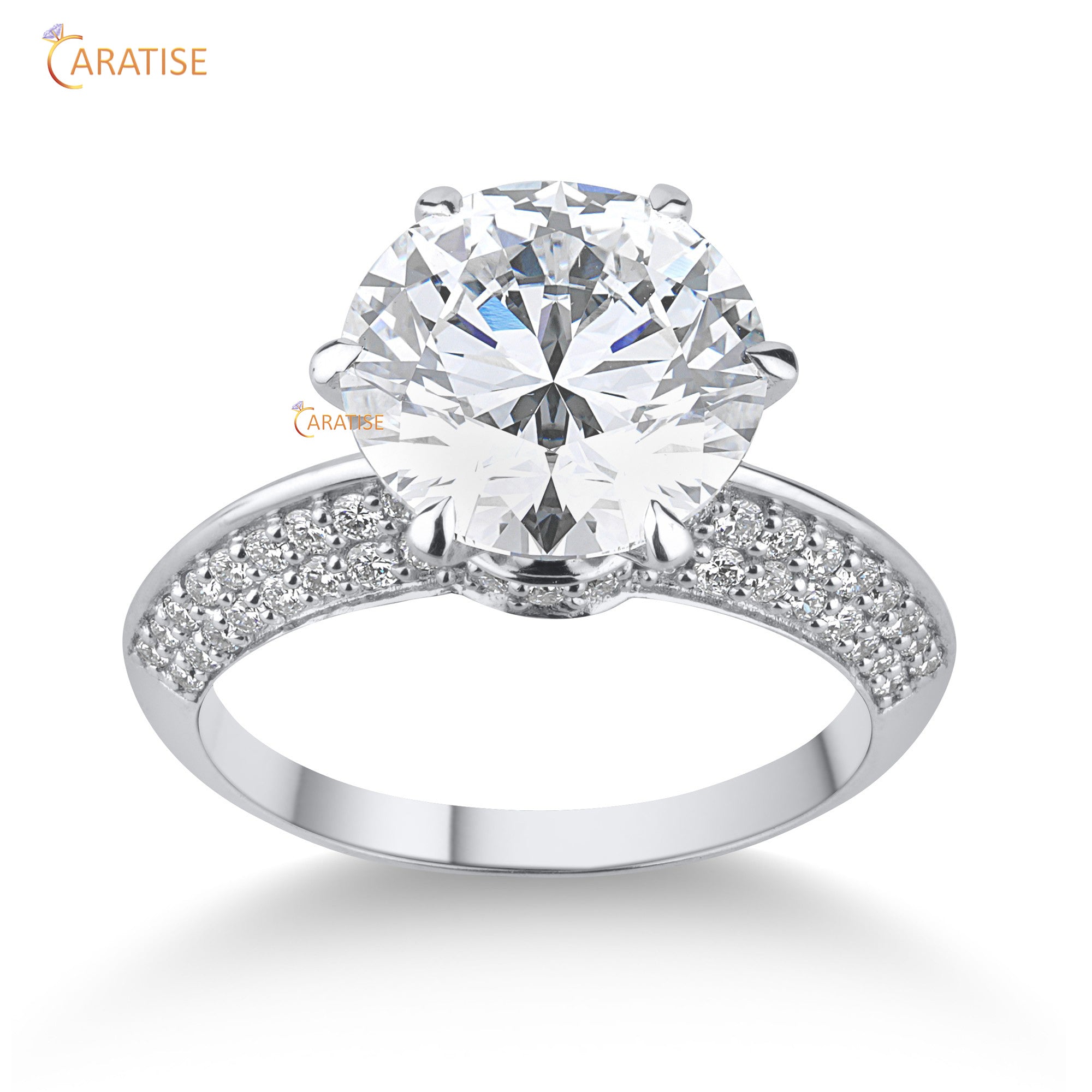 3.53 TDW Round Cut Women's Diamond Engagement Ring 925 Silver