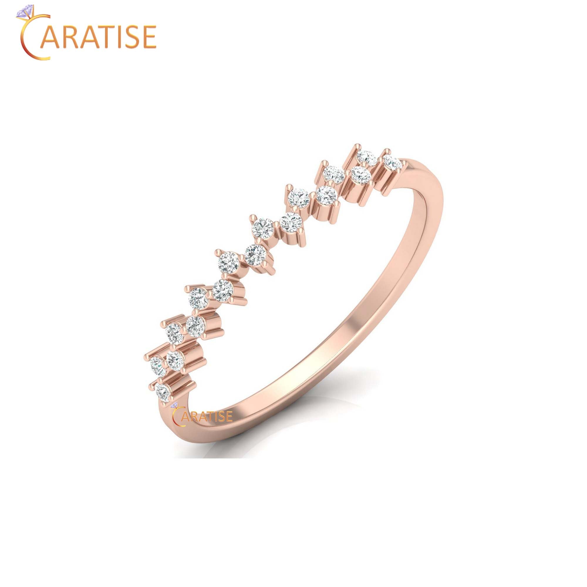 0.12 TDW Round Cut Minimalist Women's Diamond Ring