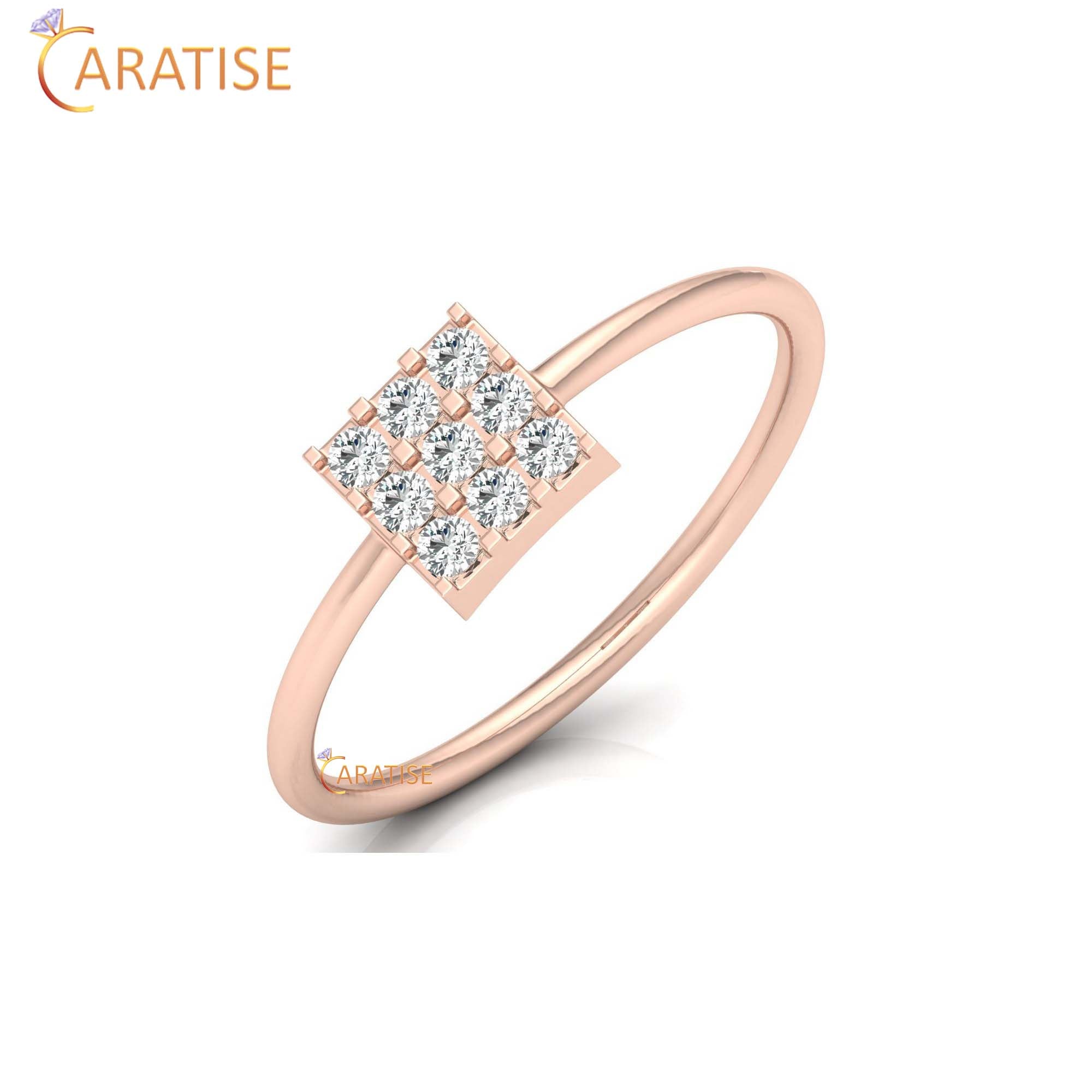 0.17 TDW Round Cut Minimalist Women's Diamond Ring