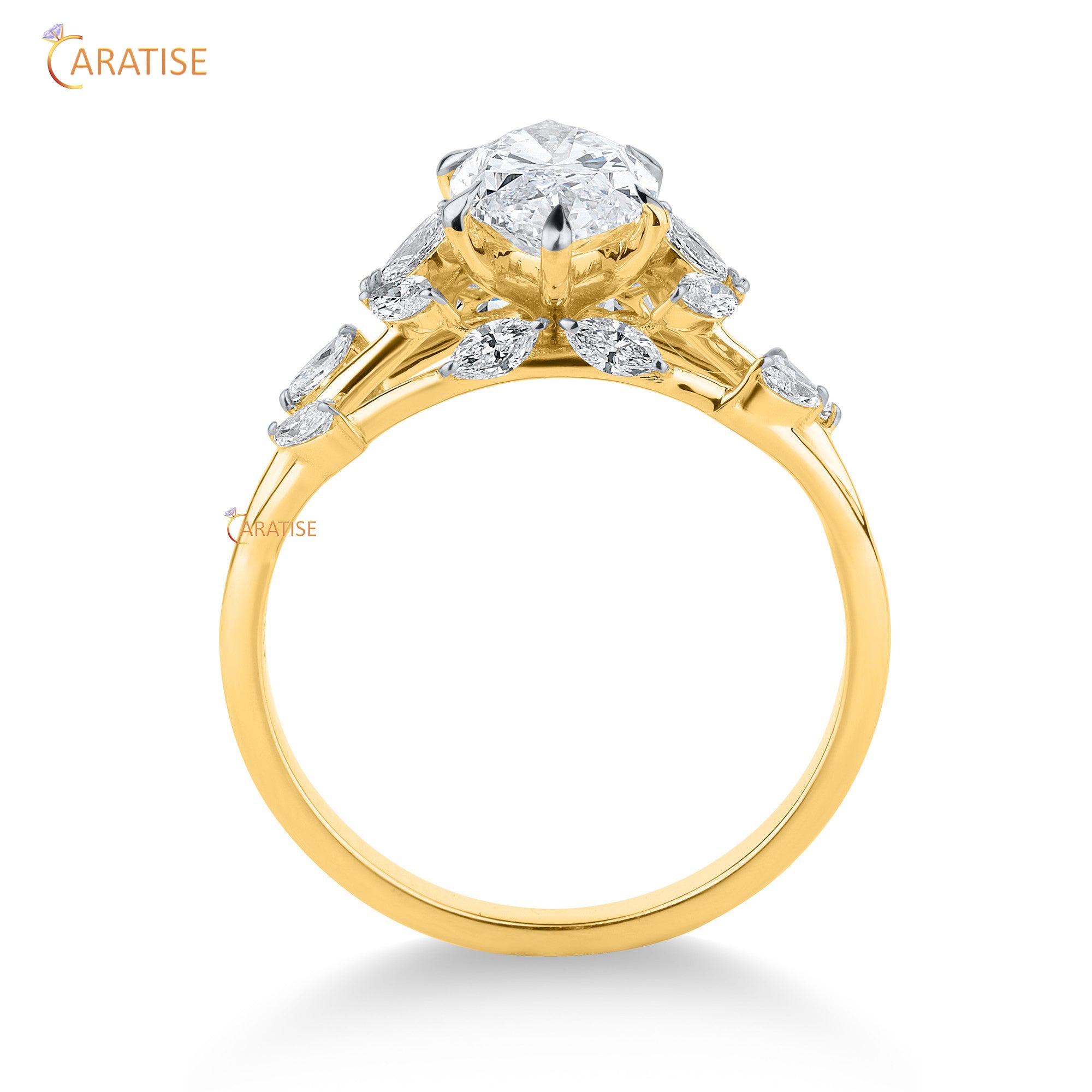 1.82 TDW Marquise Cut Engagement Moissanite Diamond Ring 925 Silver