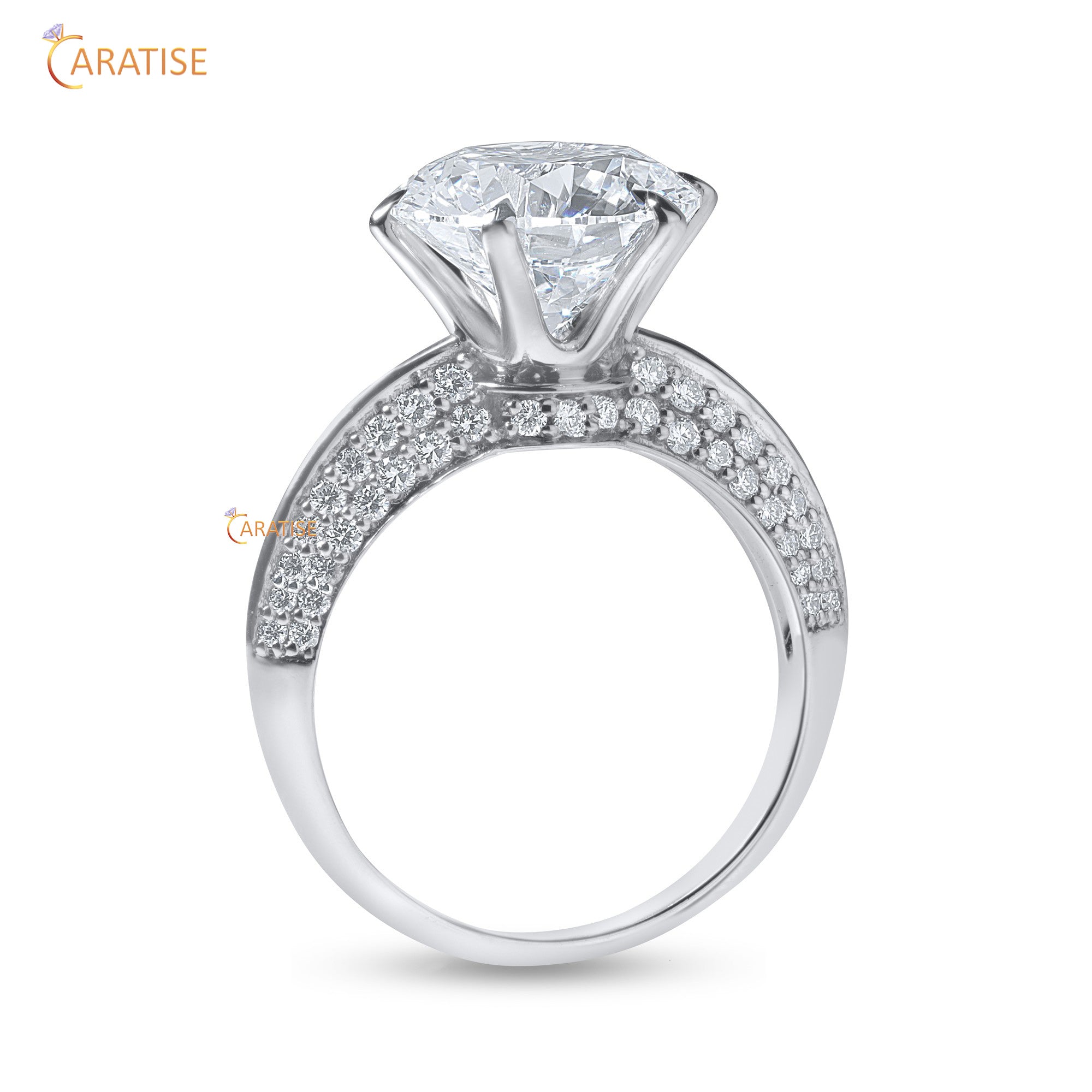 3.53 TDW Round Cut Women's Diamond Engagement Ring 925 Silver