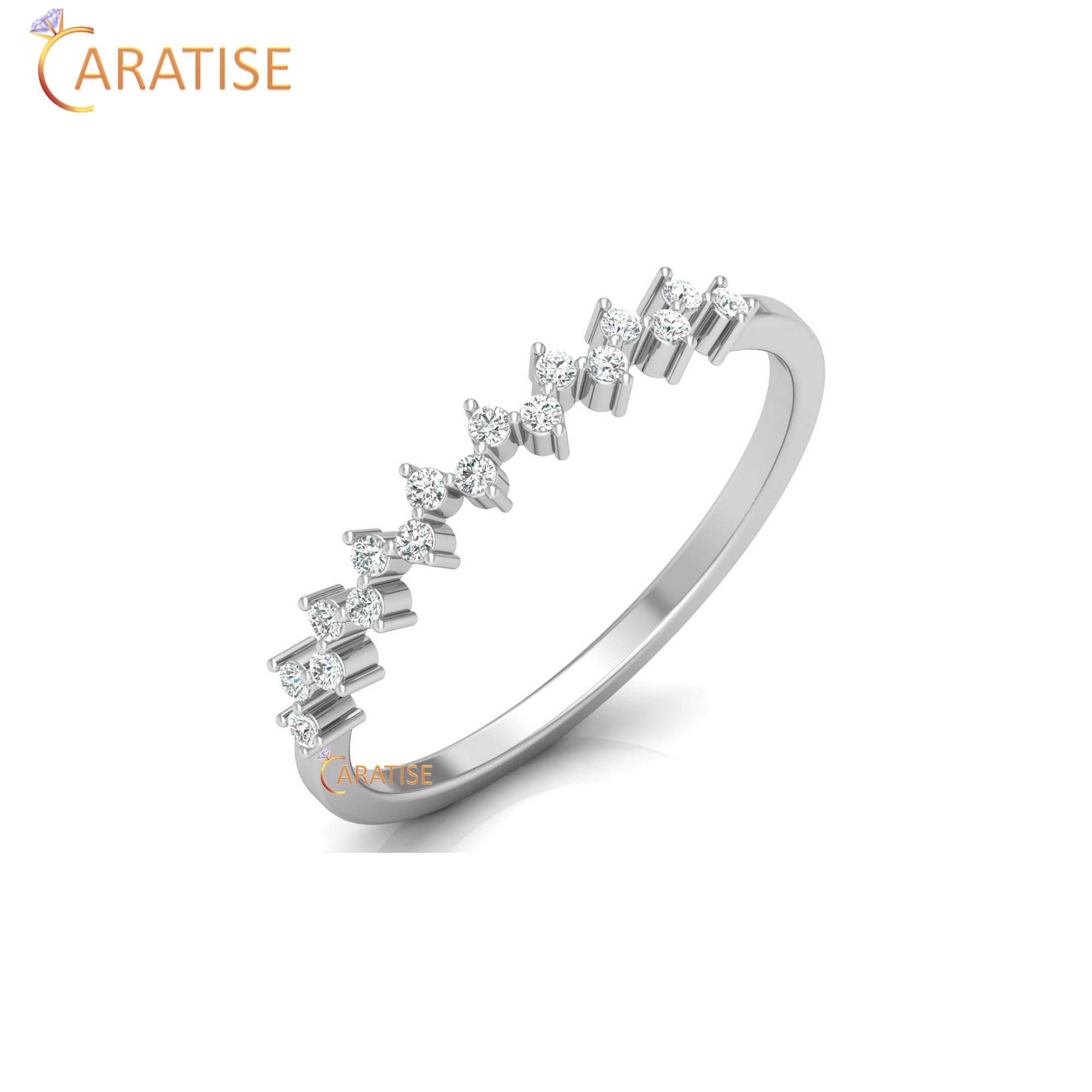 0.12 TDW Round Cut Minimalist Women's Diamond Ring