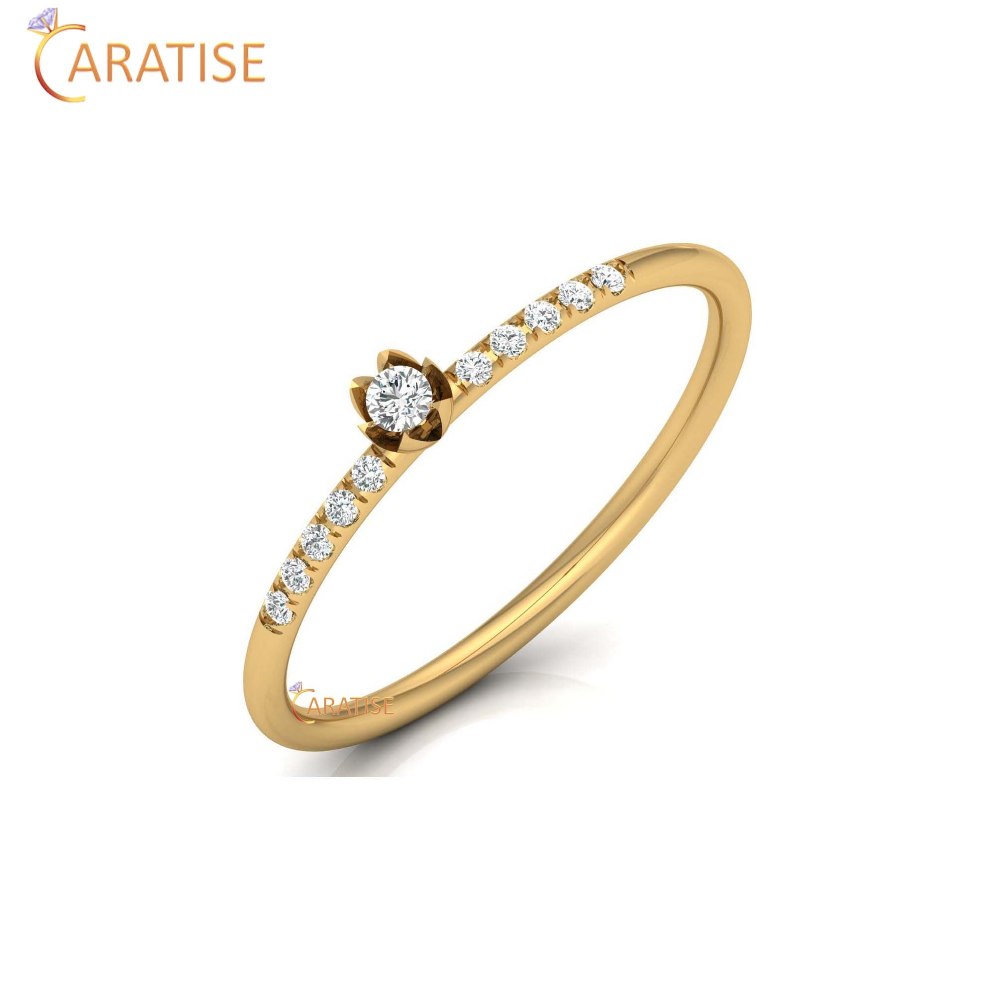 0.08 TDW Round Cut Women's Minimalist Diamond Ring