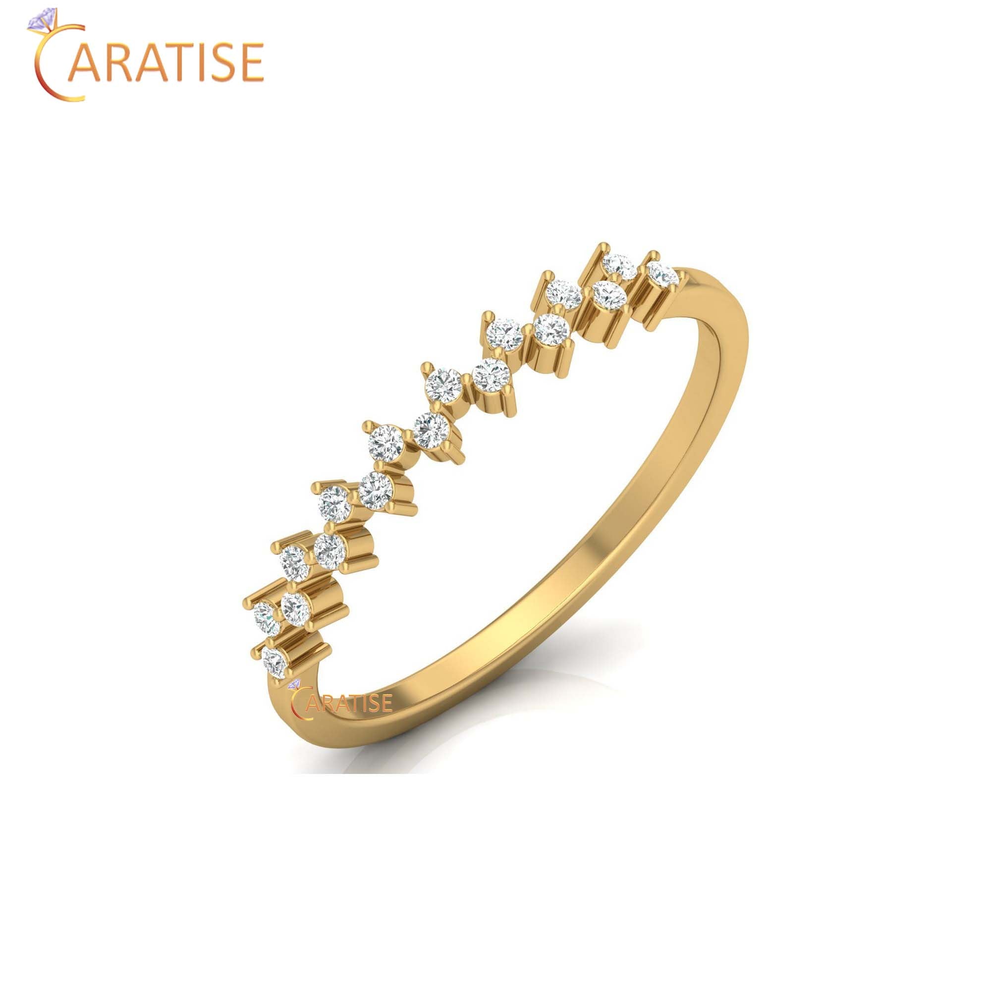 0.12 TDW Round Cut Minimalist Women's Diamond Ring